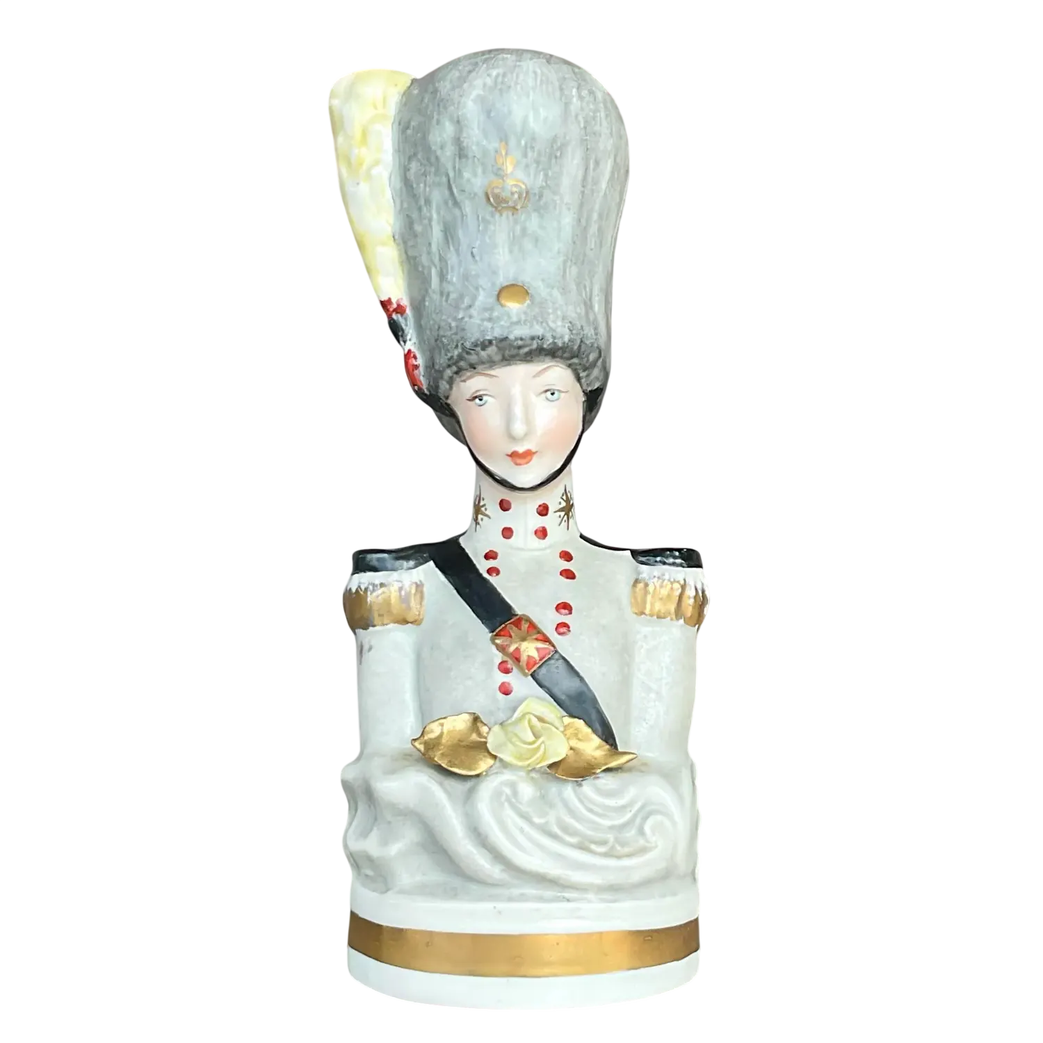 Vintage Boho Hand Painted Bust of Soldier