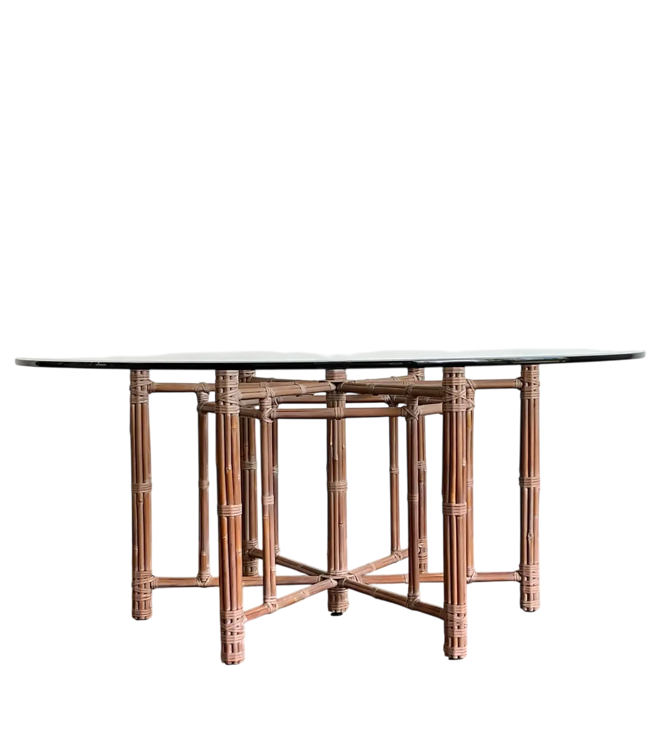 Vintage Bundled Rattan Dining Table After McGuire