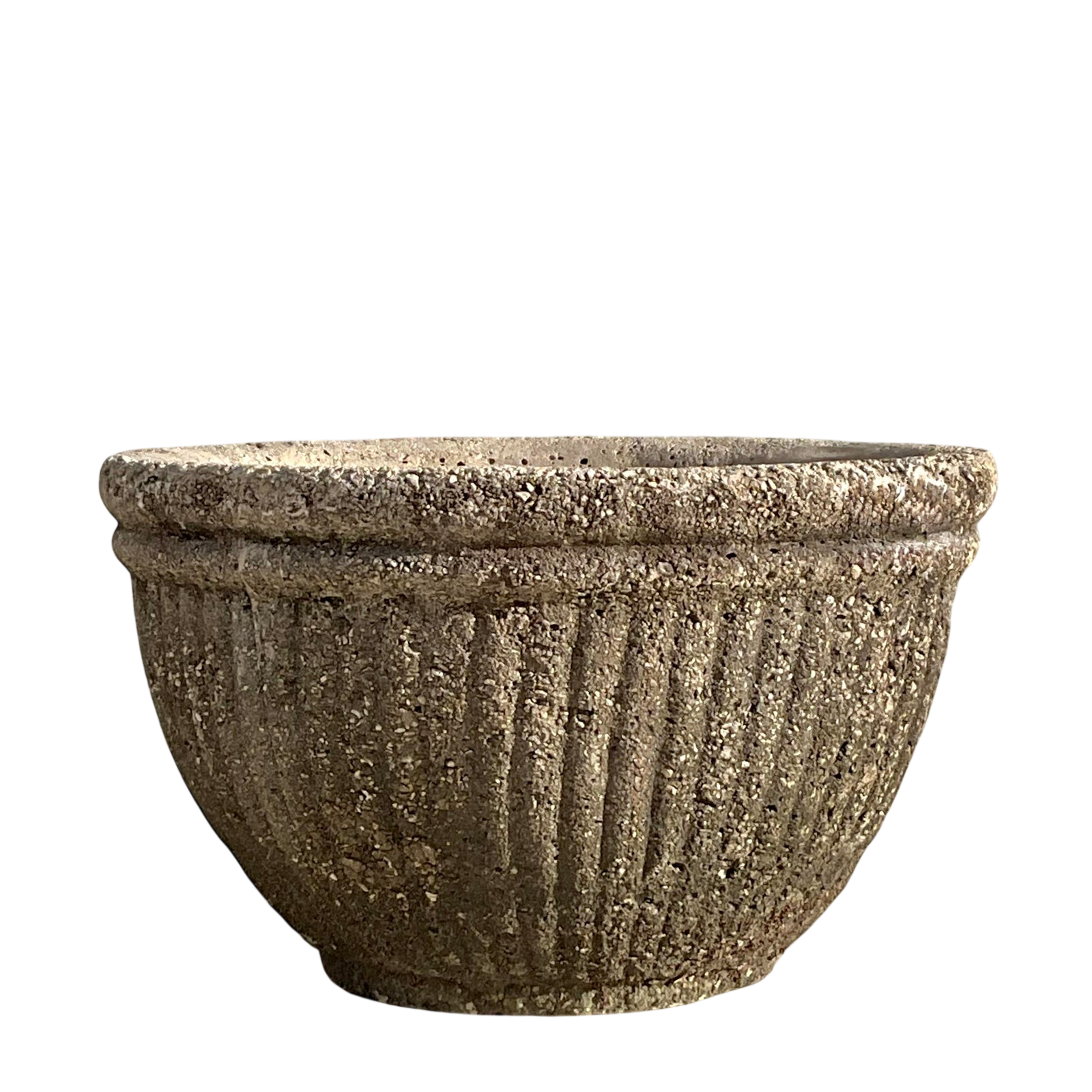 Vintage Boho Cast Concrete Ribbed Planter