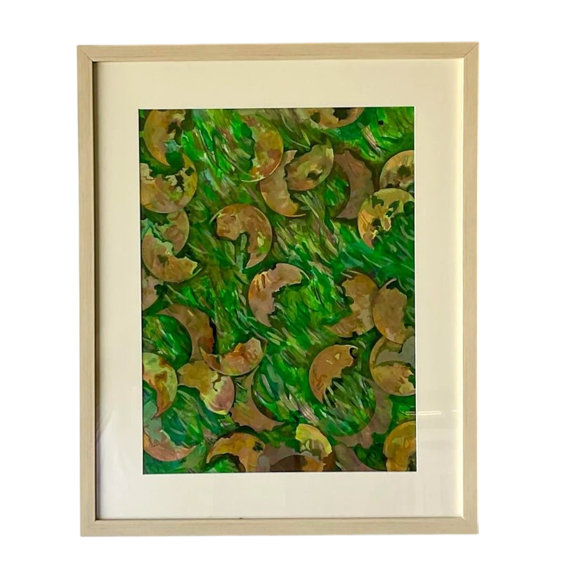 Vintage Boho Original Abstract Oil Painting on Paper