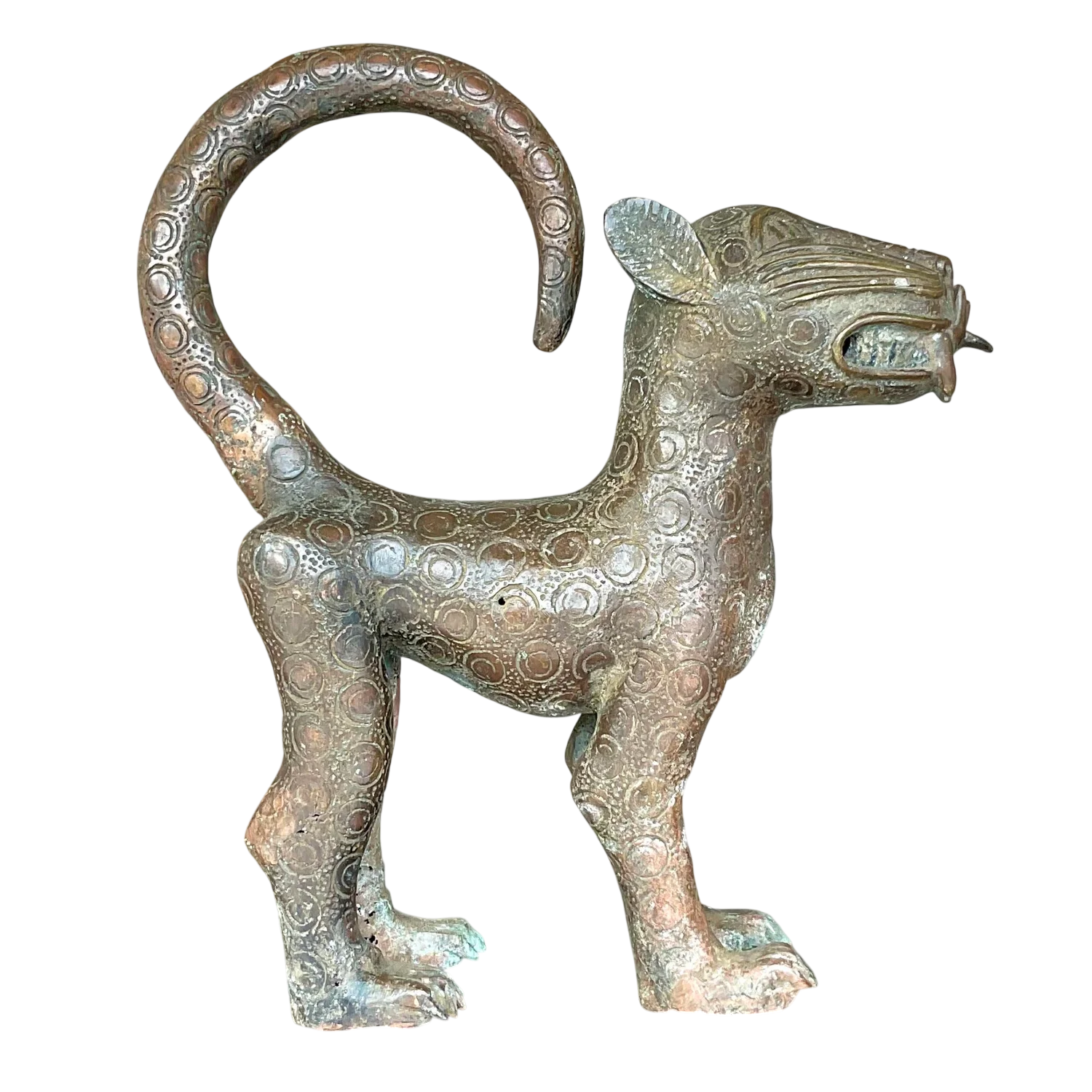 Vintage Boho Hammered Iron Cat