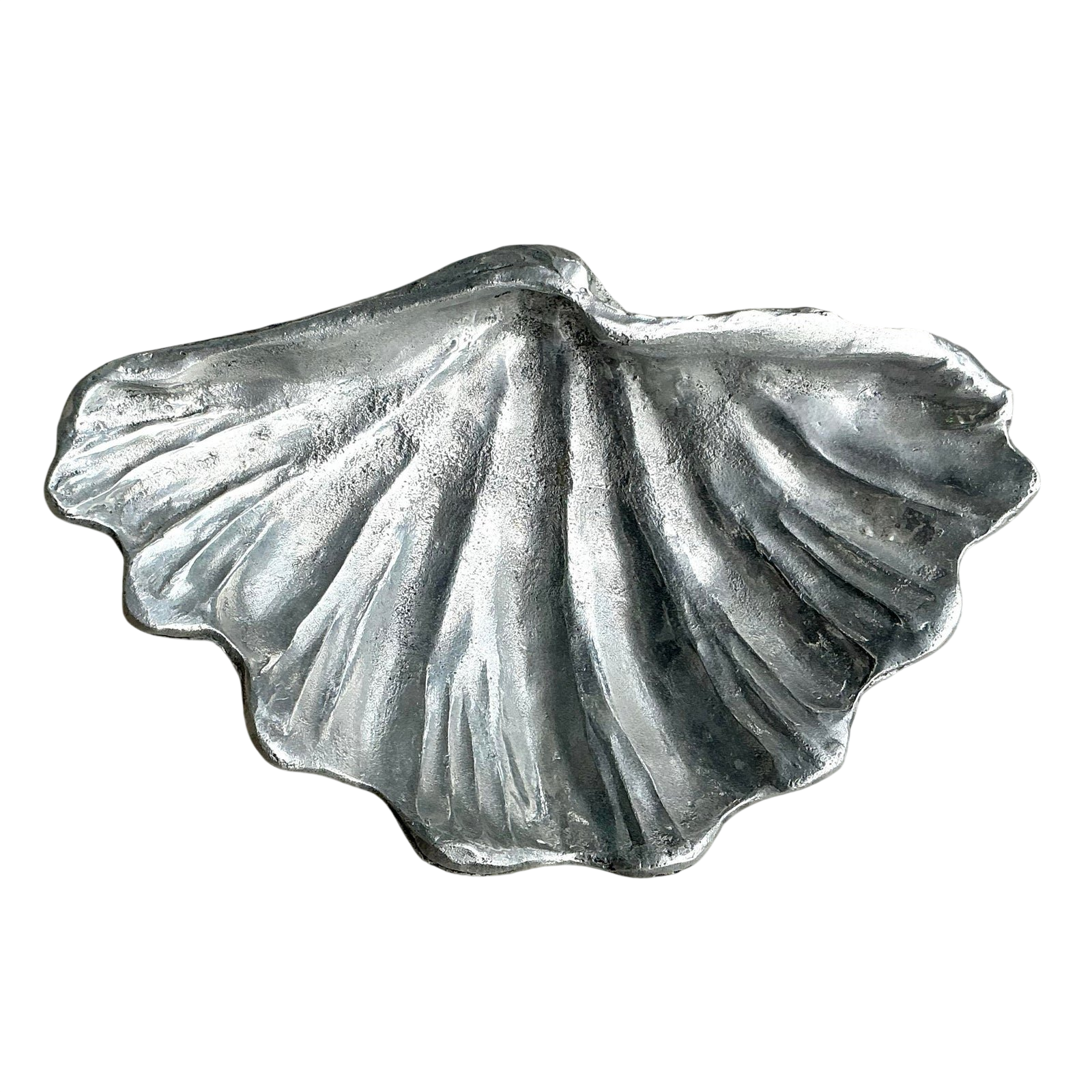 Vintage Coastal Cast Pewter Clam Shell Bowl