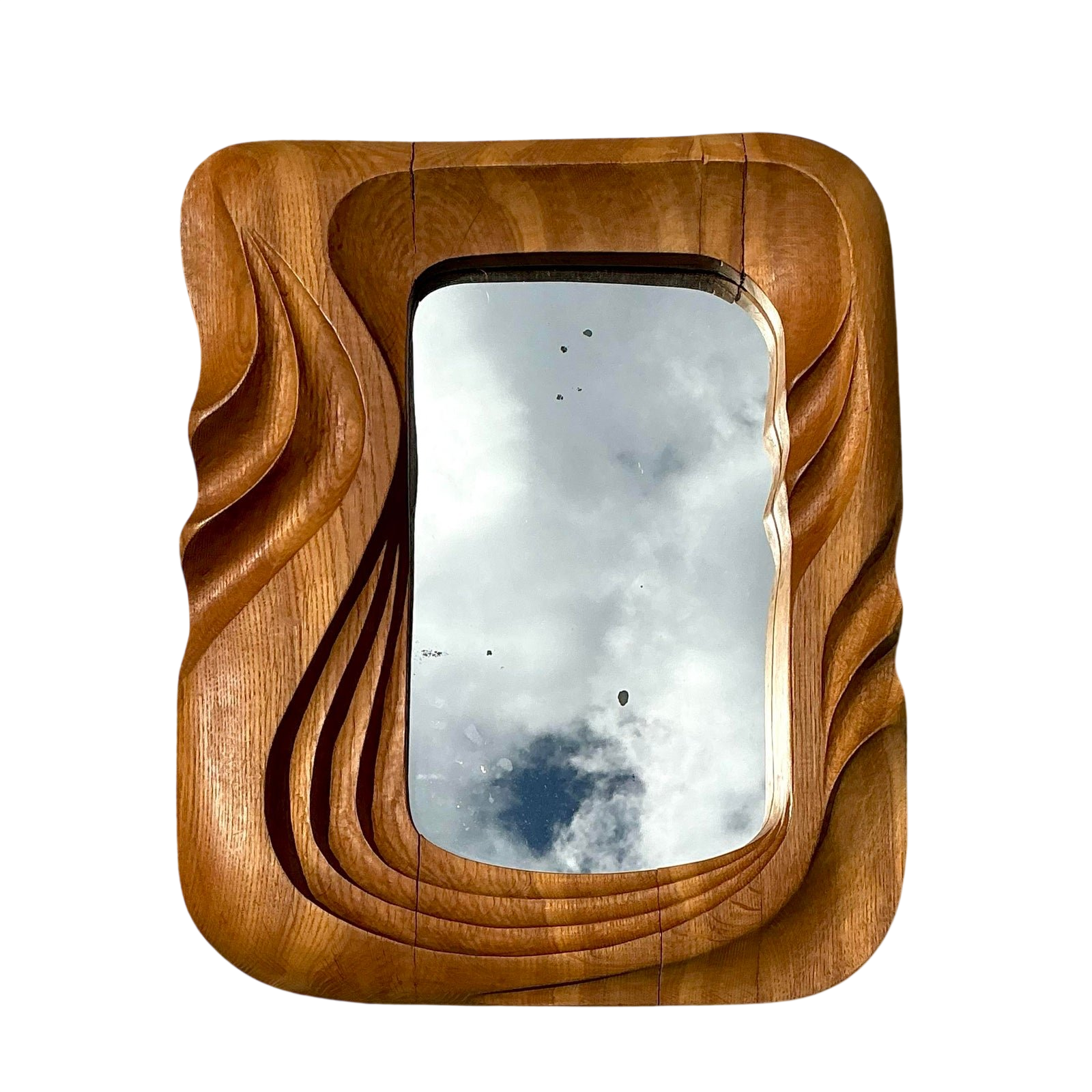 Vintage Hand Carved Wood Frame Mirror
