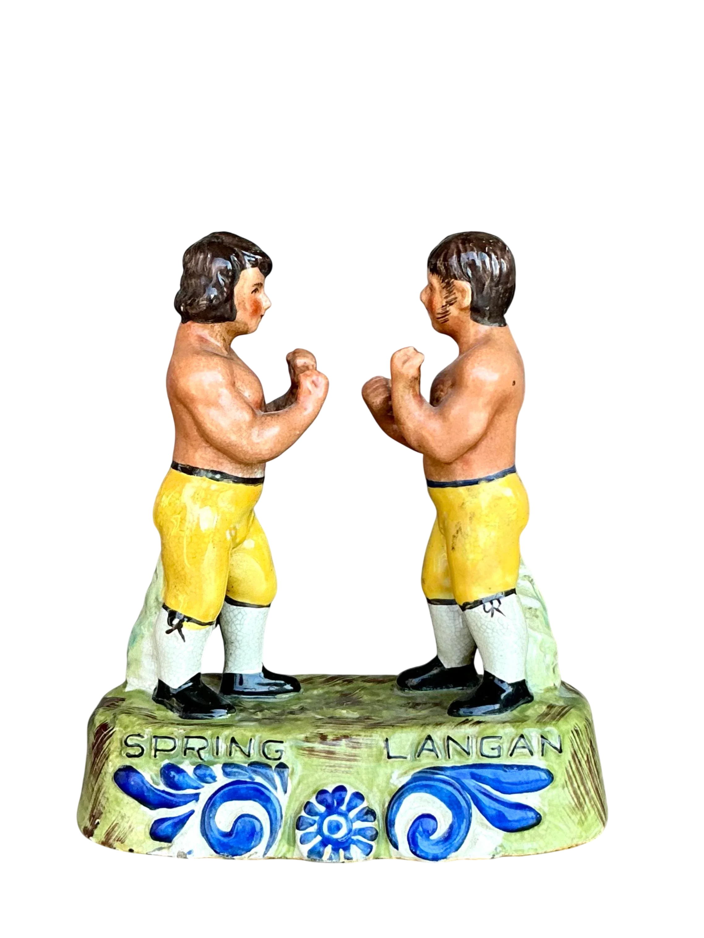 Vintage Boho Staffordshire Boxing Figurine