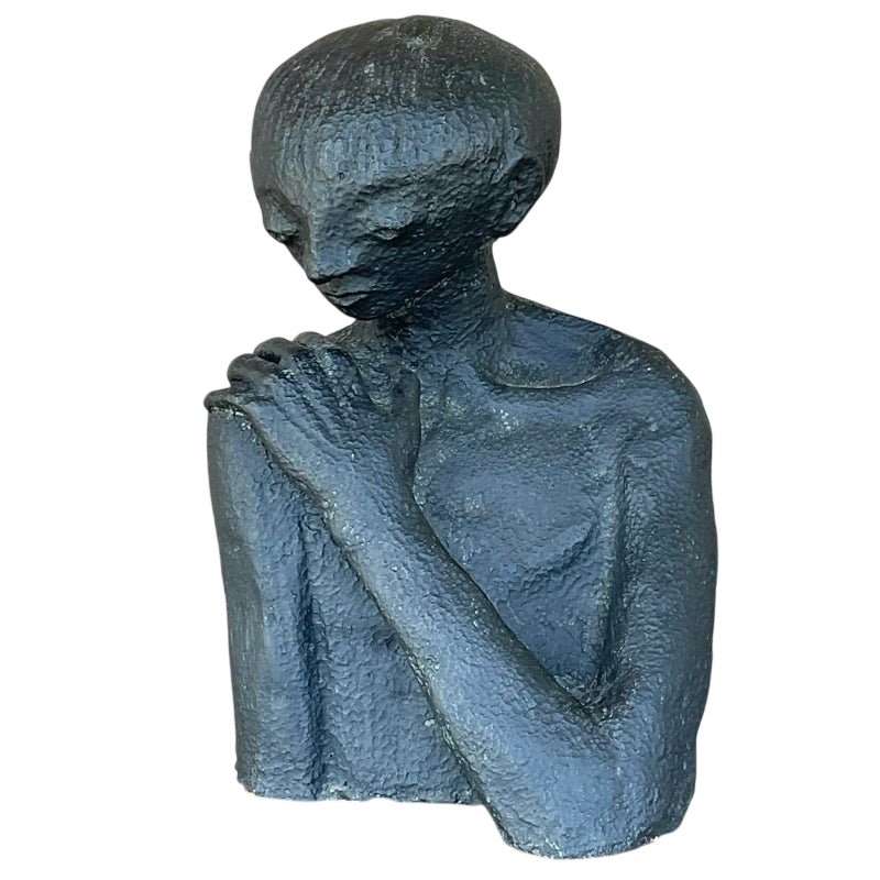 Vintage Boho Original Terracotta Sculpture of Man