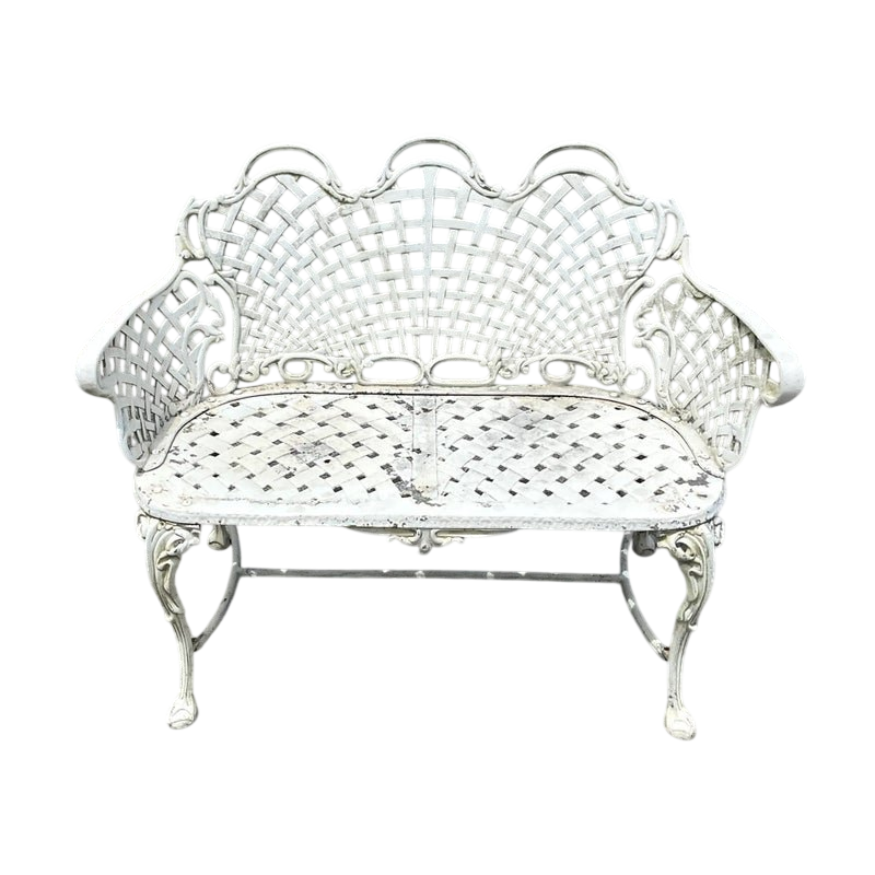 Vintage Regency Web Wrought Iron Bench