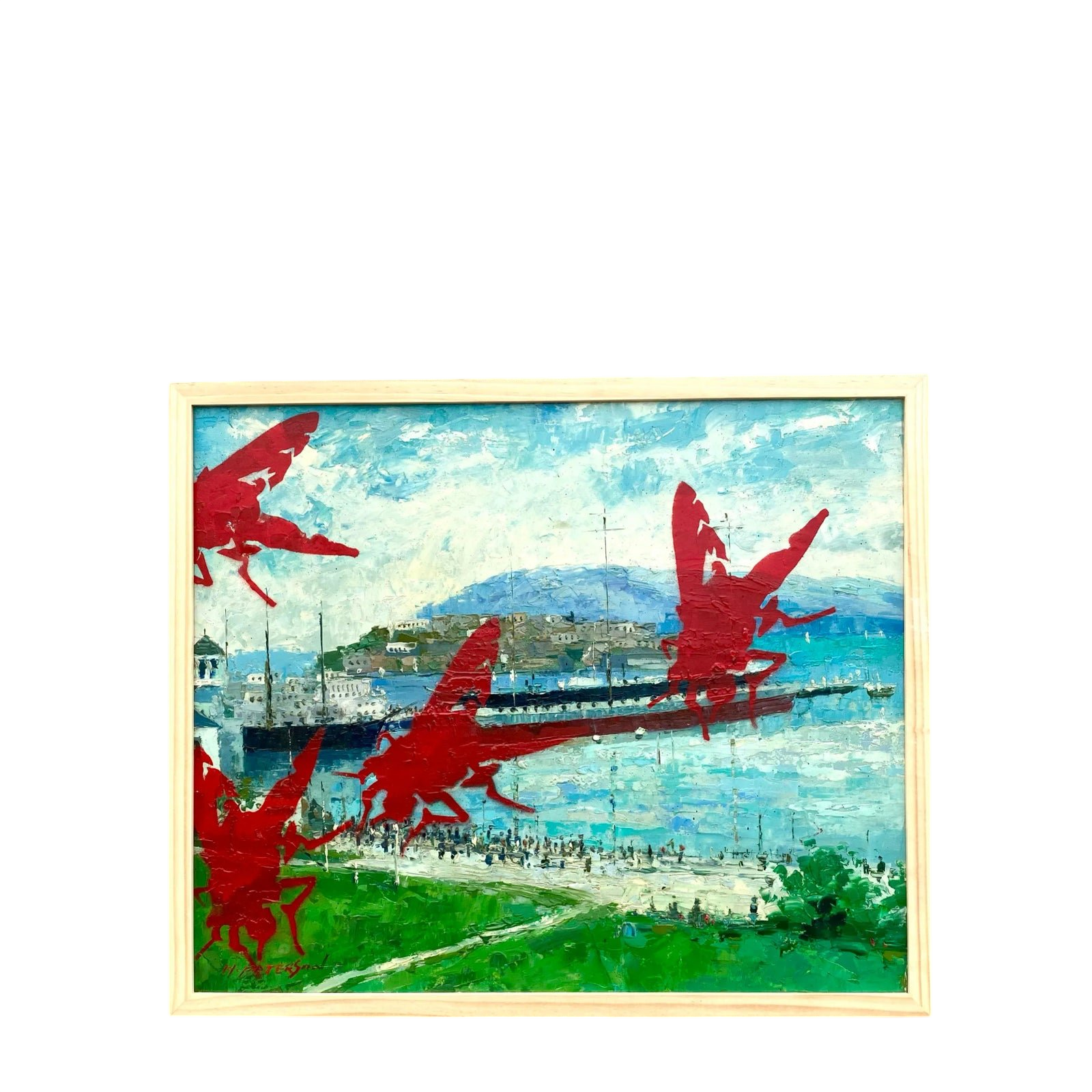 Contemporary Original Oil Painting Collaboration of Two Artists