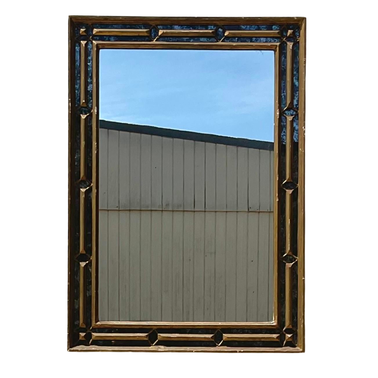 Vintage Regency Gilt Tipped Smoked Glass Frame Mirror