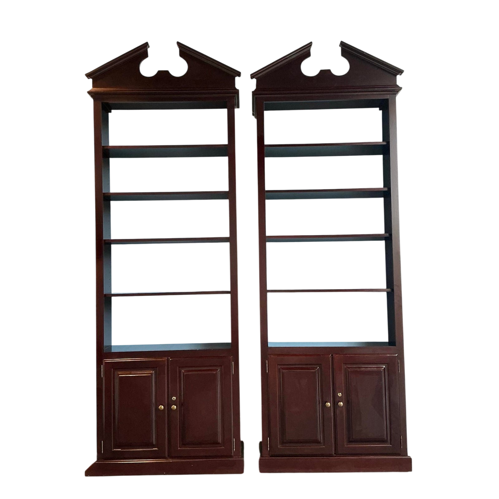 Vintage Pediment Mahogany Etagere - A Pair
