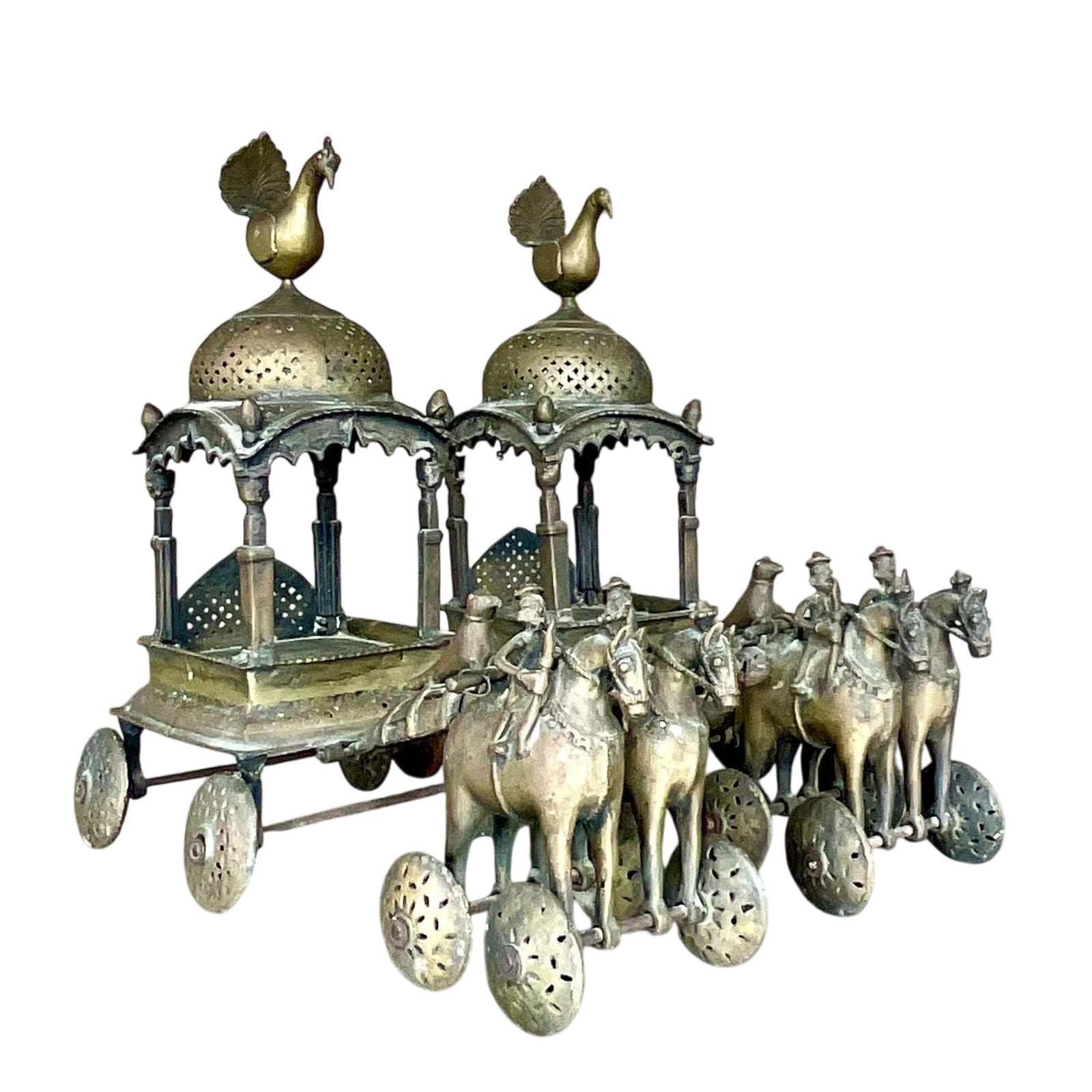 Vintage Regency Brass Caravan Temple Toys - a Pair