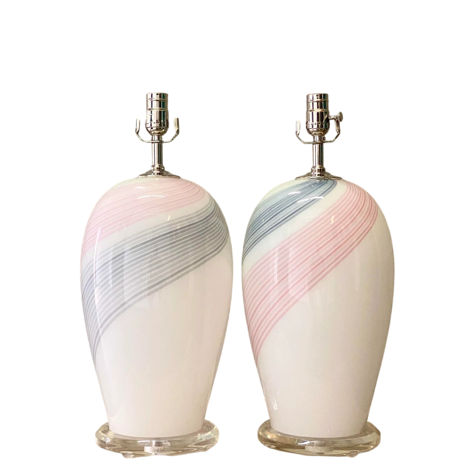 Vintage Regency Swirl Murano Glass Lamps