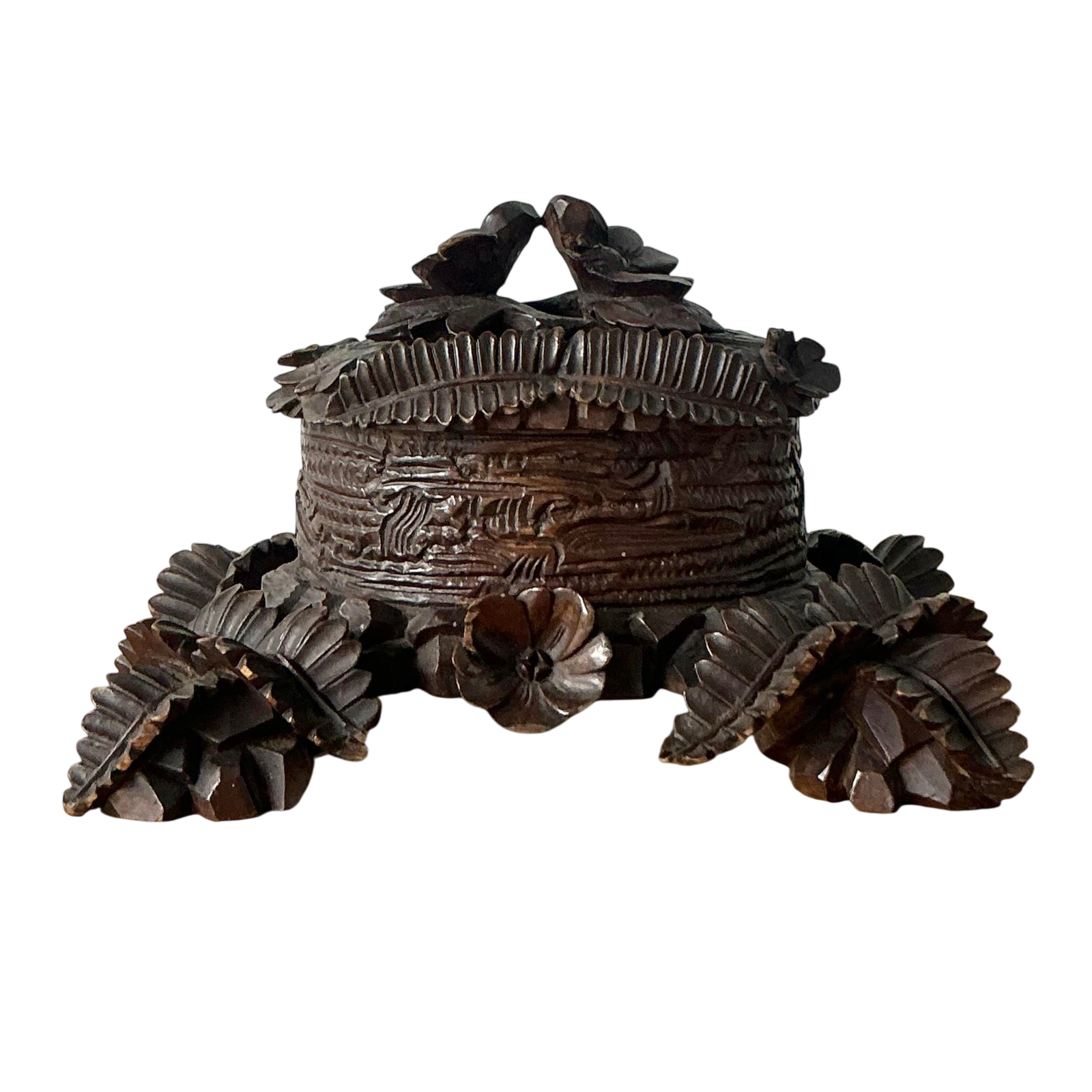 Vintage Boho Black Forest Hand Carved Casket Box