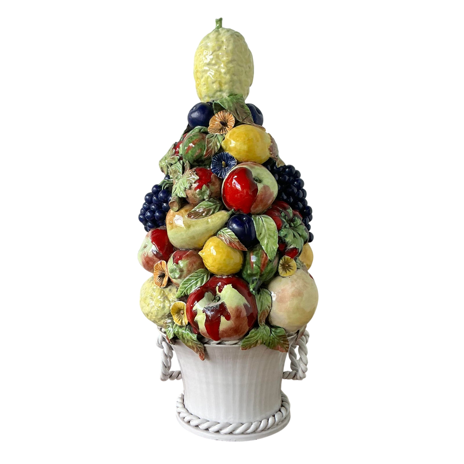 Vintage Italian Glazed Ceramic Fruit Topiary