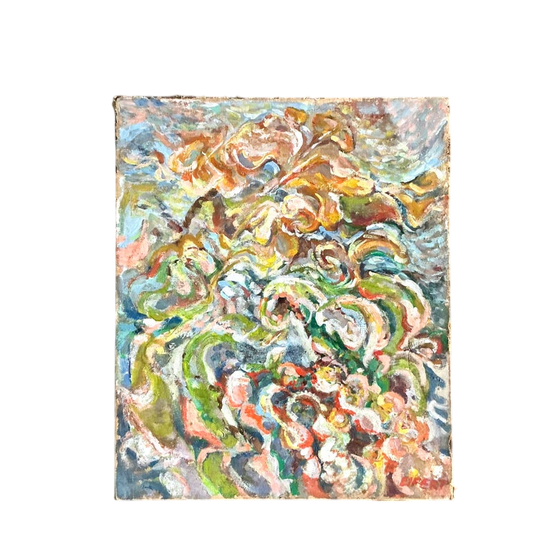 Vintage Boho Abstract Oil Painting on Canvas