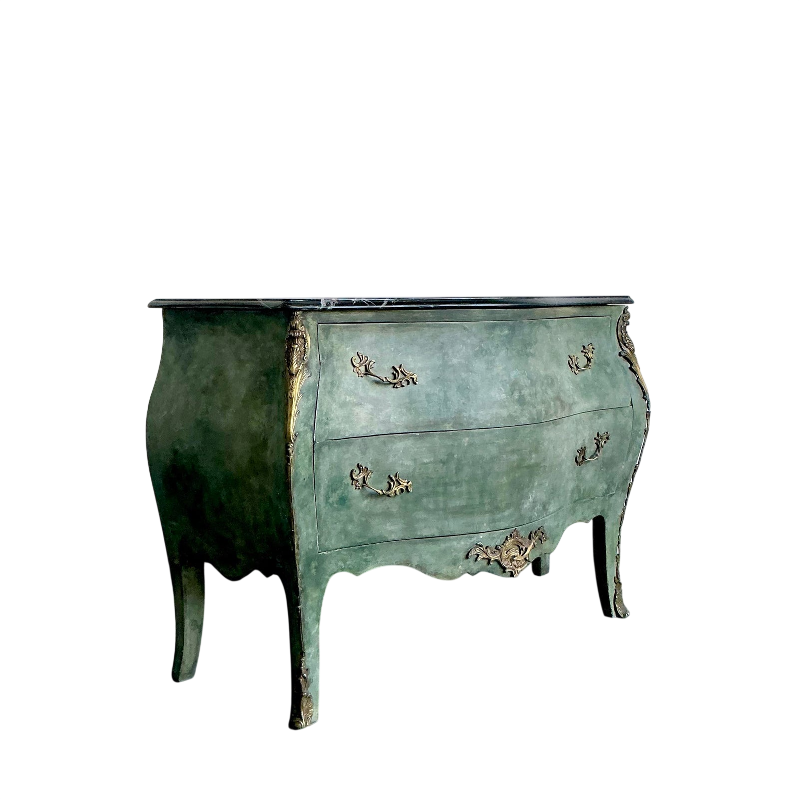 Vintage Regency Gilt Tipped Bombe Chest