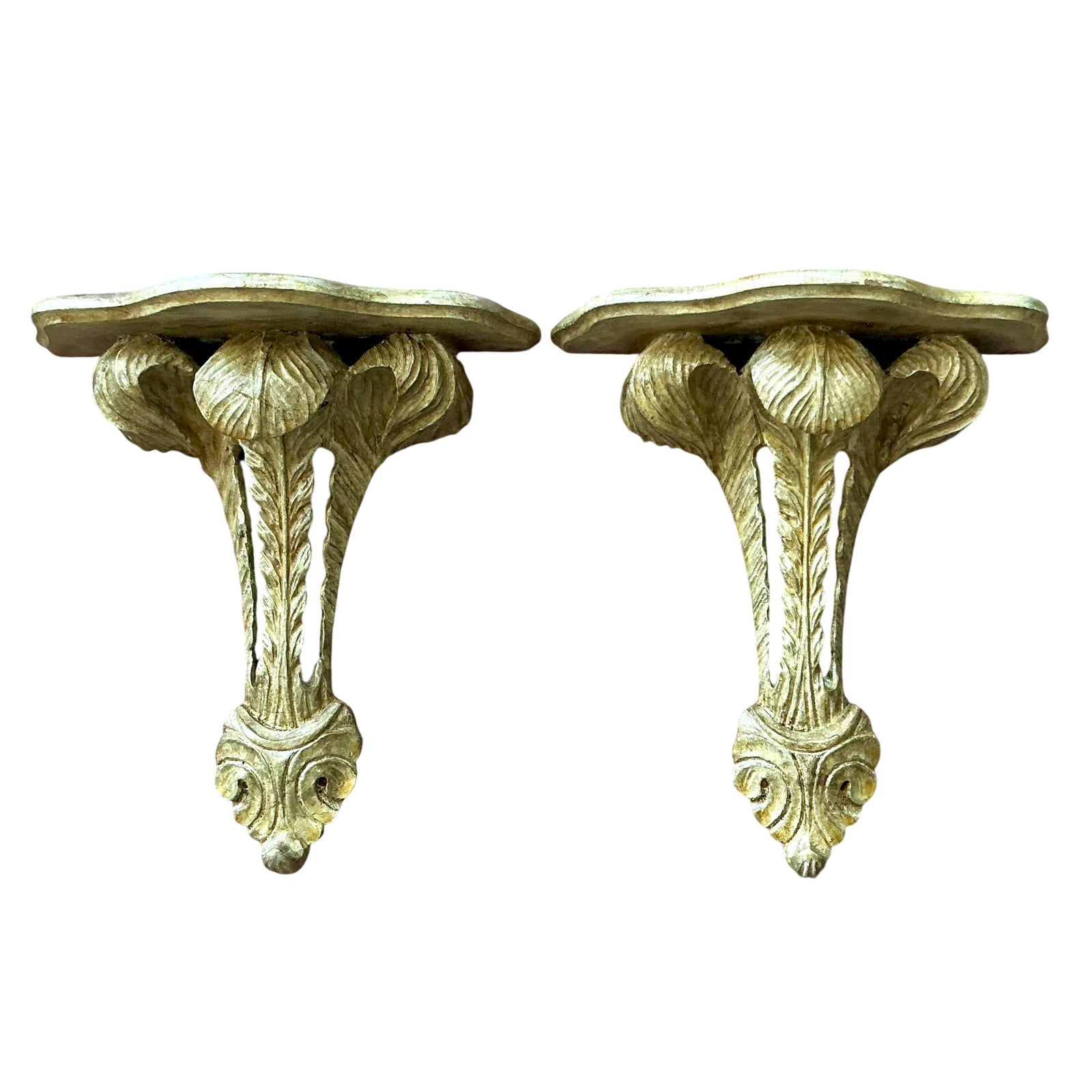 Vintage Regency Italian Hand Carved Brackets. - A Pair
