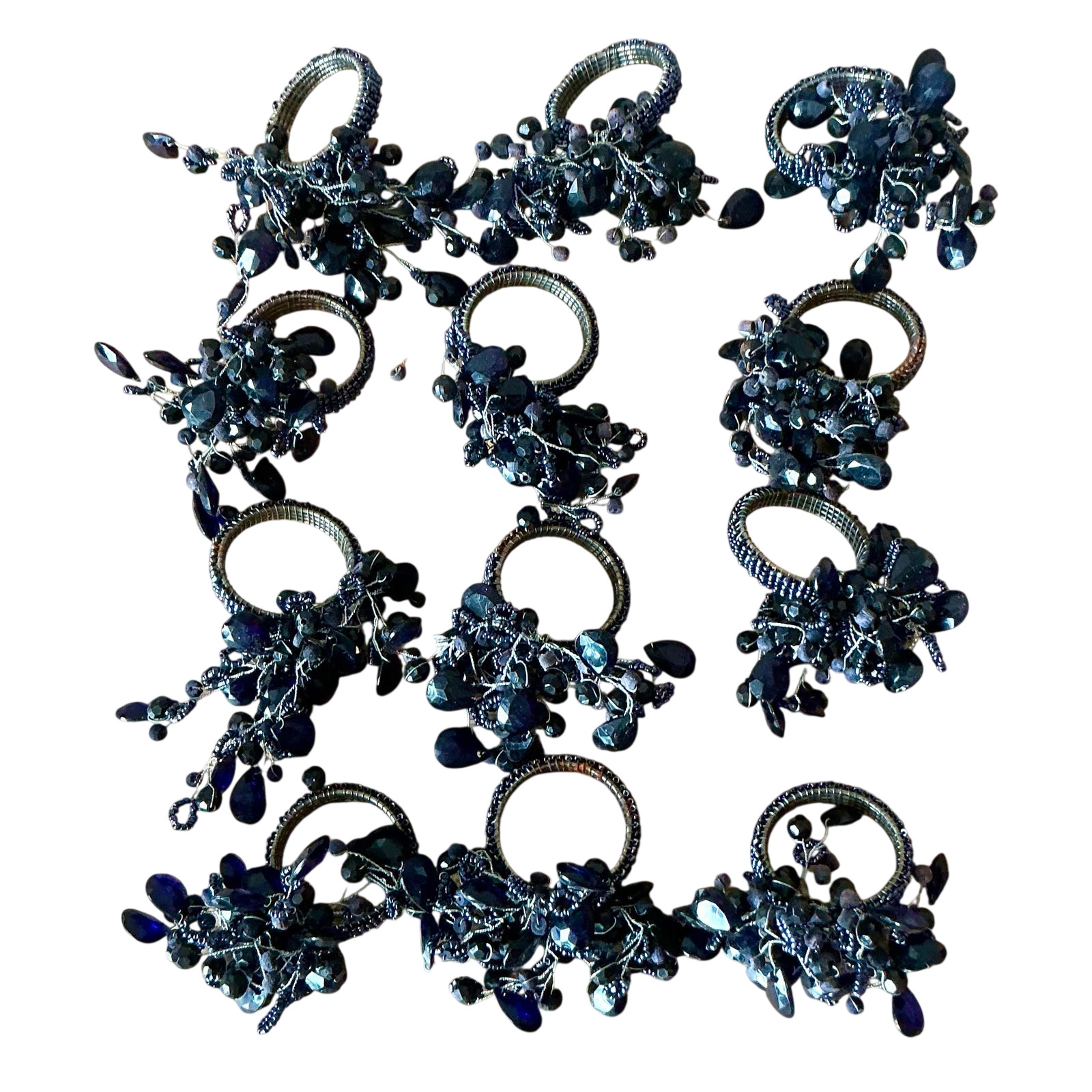 Vintage Boho Amethyst Crystal Napkin Rings - Set of 12