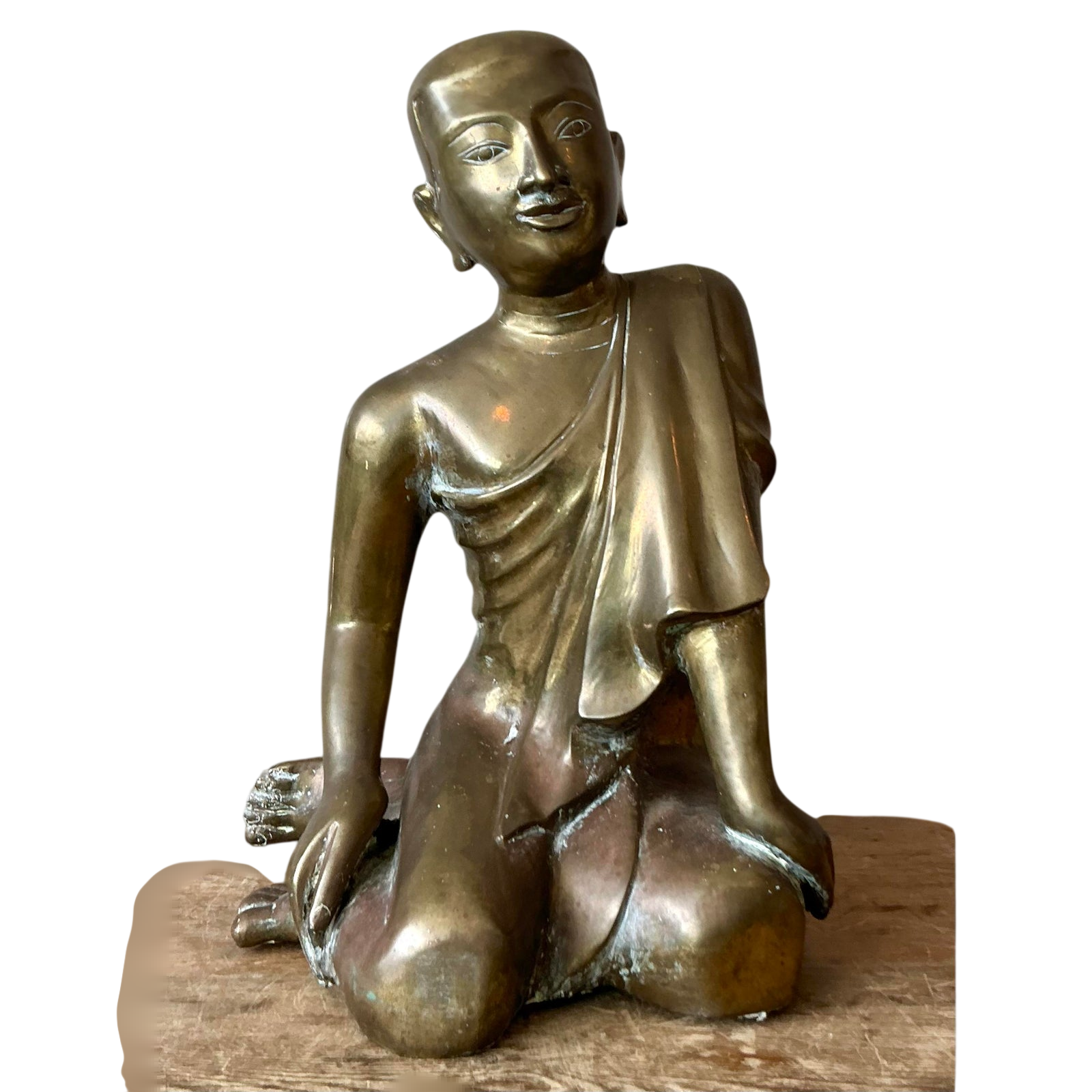 Vintage Boho Brass Seated Buddha - Detail view