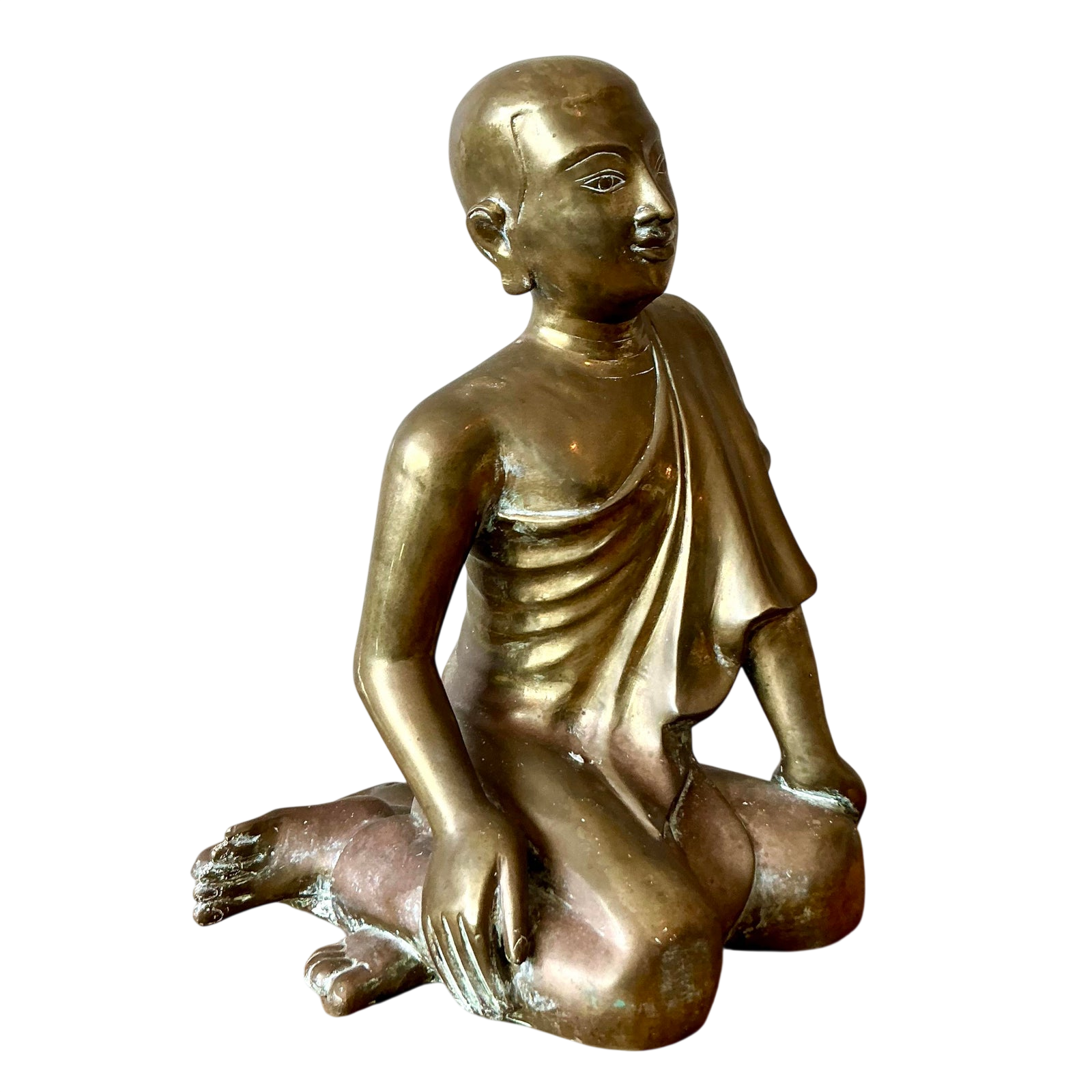 Vintage Boho Brass Seated Buddha