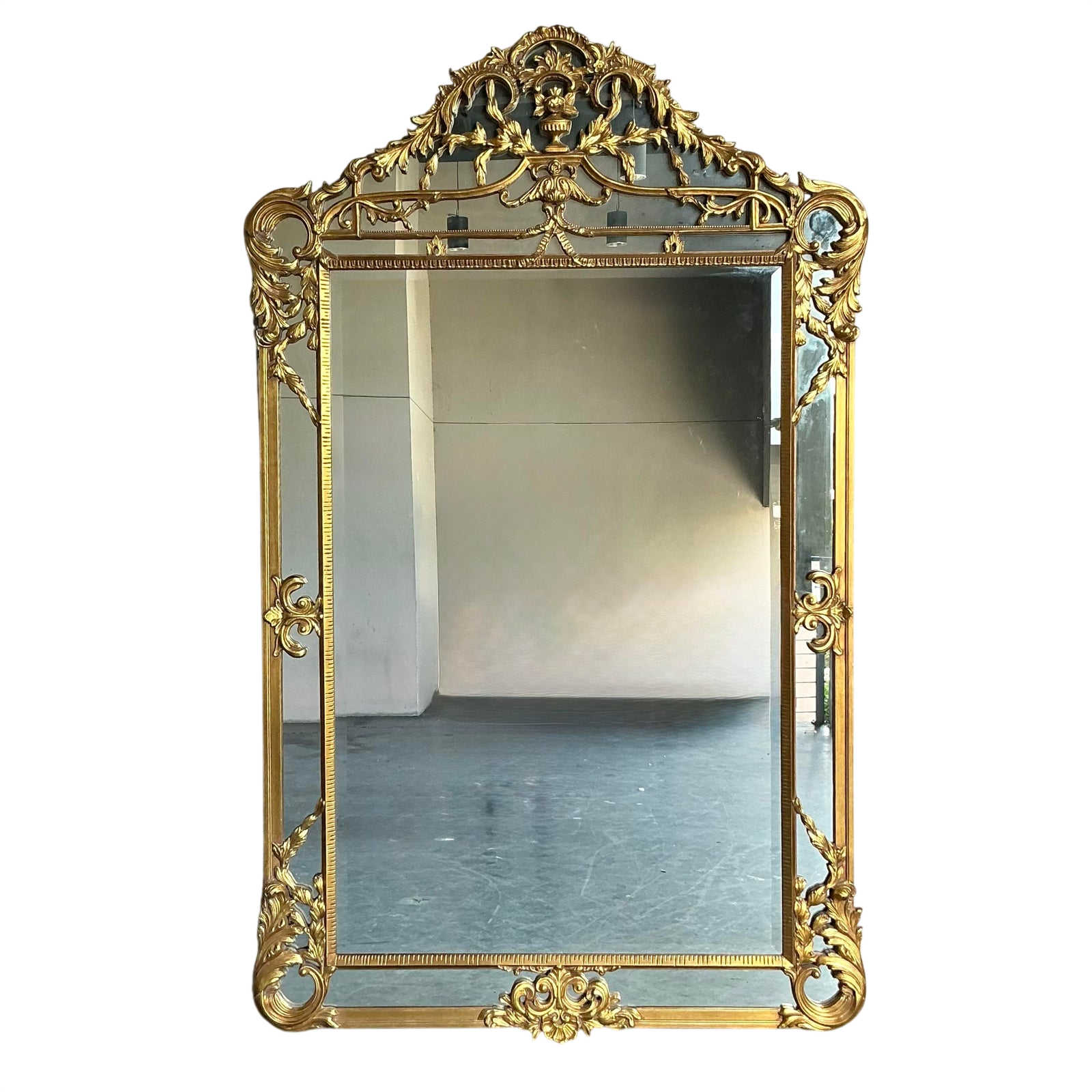 Vintage Regency Monumental Gilt Tipped Floor Mirror