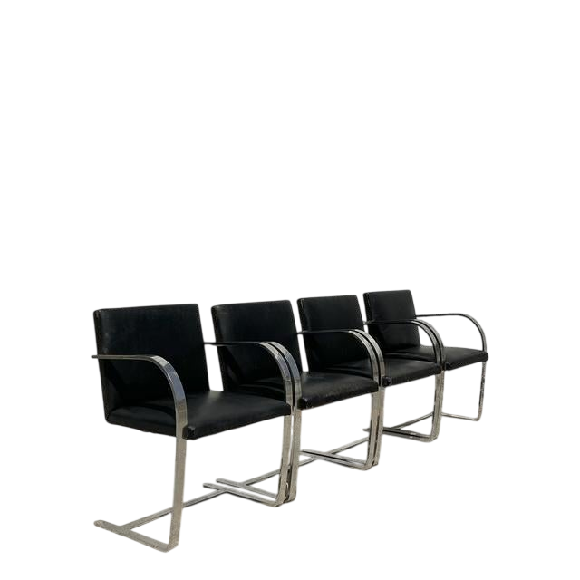 Vintage Boho Mies Van Der Rohe Brno Leather Dining Chairs - Set of 4 - Detail view
