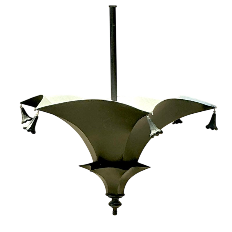 Vintage Regency Black Pagoda Pendant Lamp - Detail view