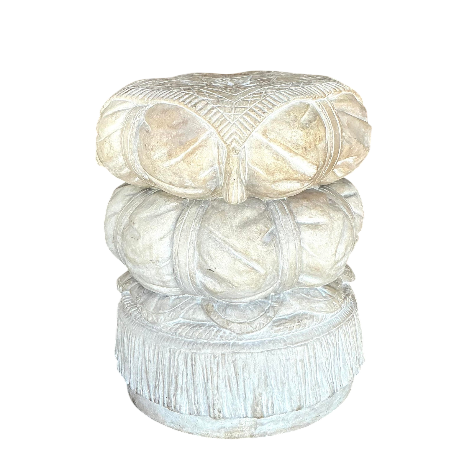 Vintage Boho Cast Plaster Swag Low Stool - Detail view