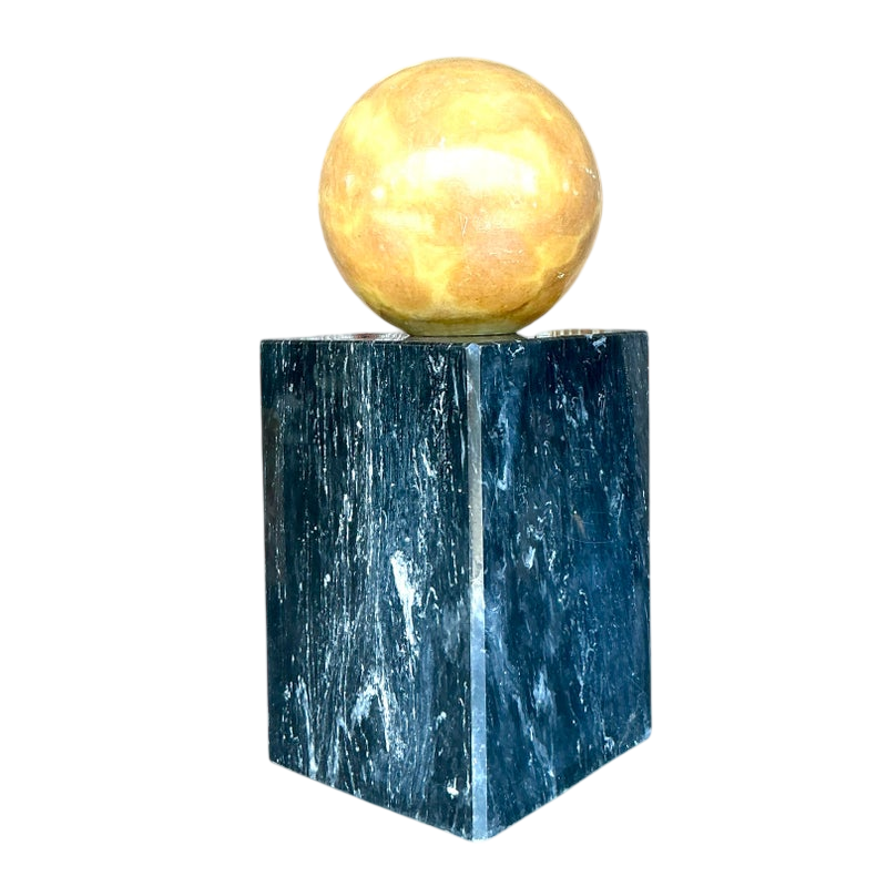 Vintage Boho Stacked Marble Geometric Sphere Sculpture - Detail view