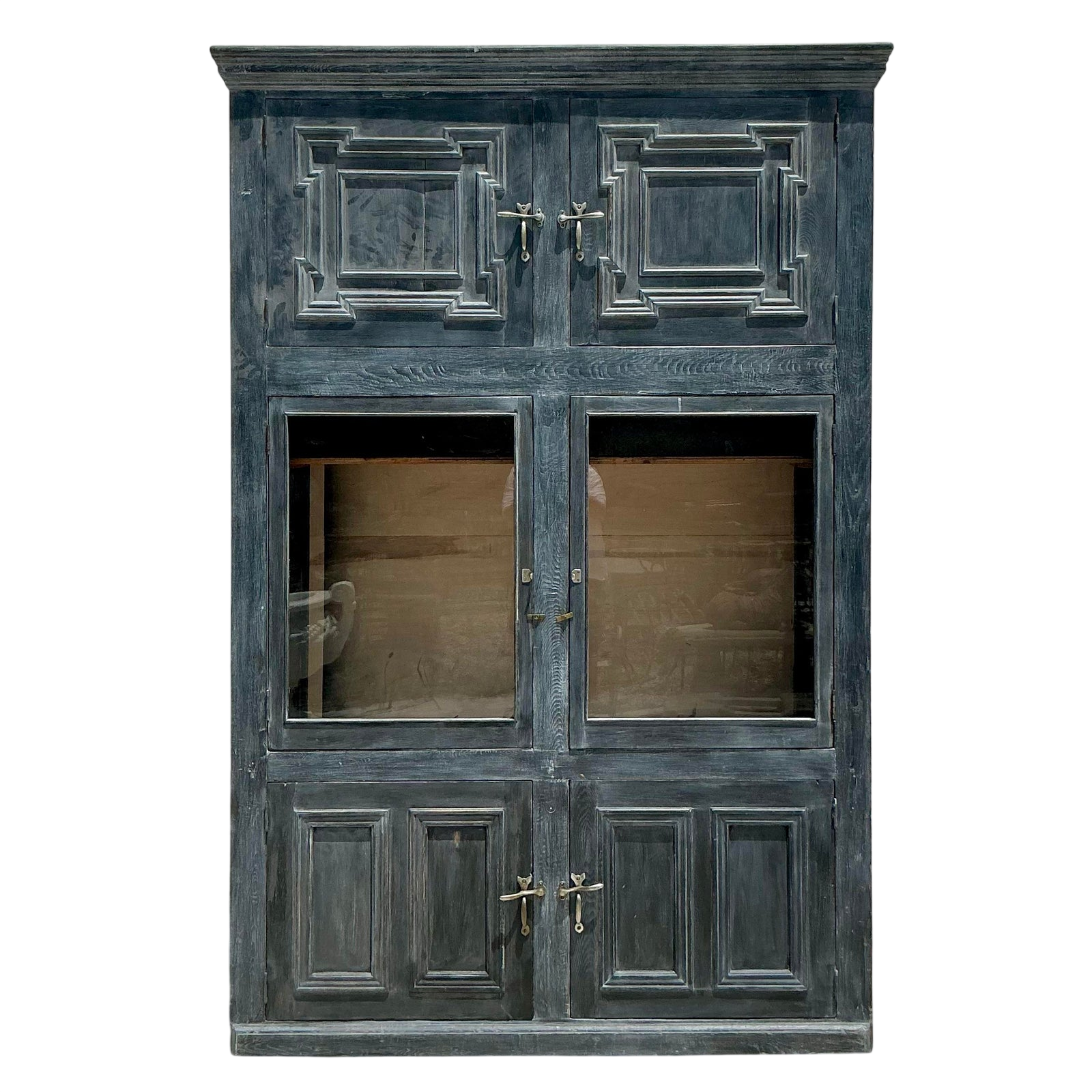Vintage Boho Monumental Primitive Millwork Storage Cabinet - Detail view