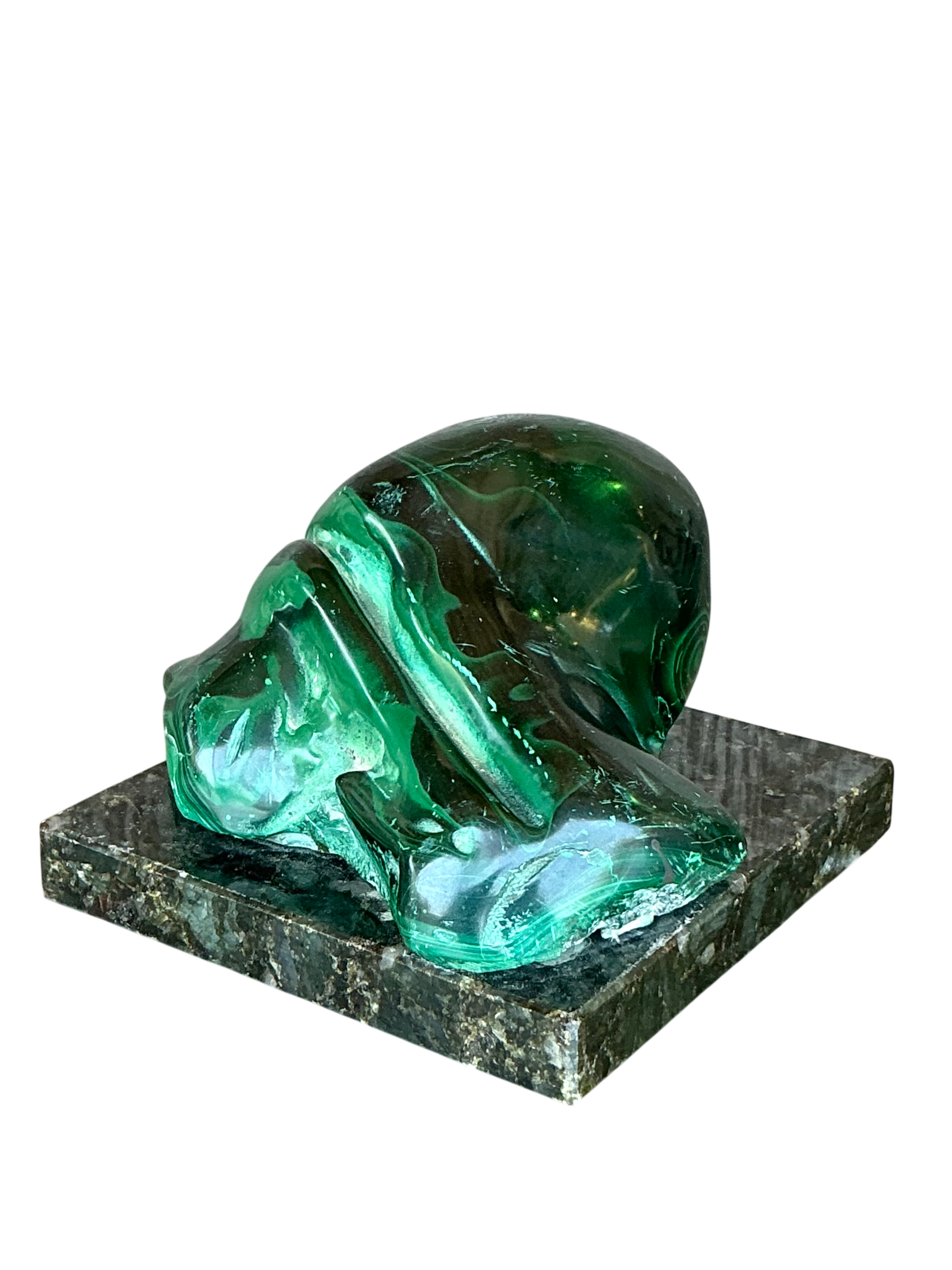 Vintage Boho Polished Malachite Sculpture - Detail view