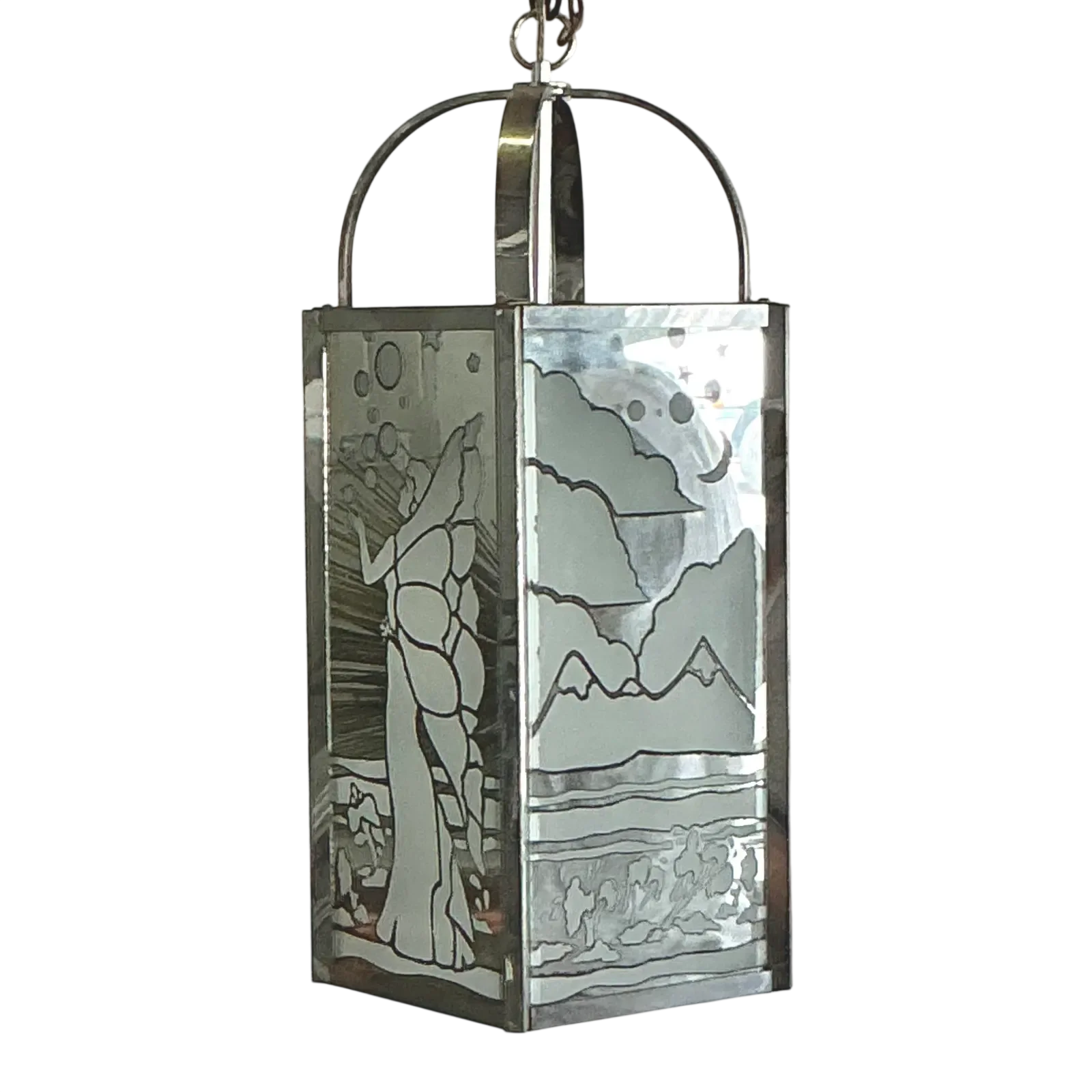 Vintage Regency Frosted Fairy Lantern After Frederick Ramond - Detail view