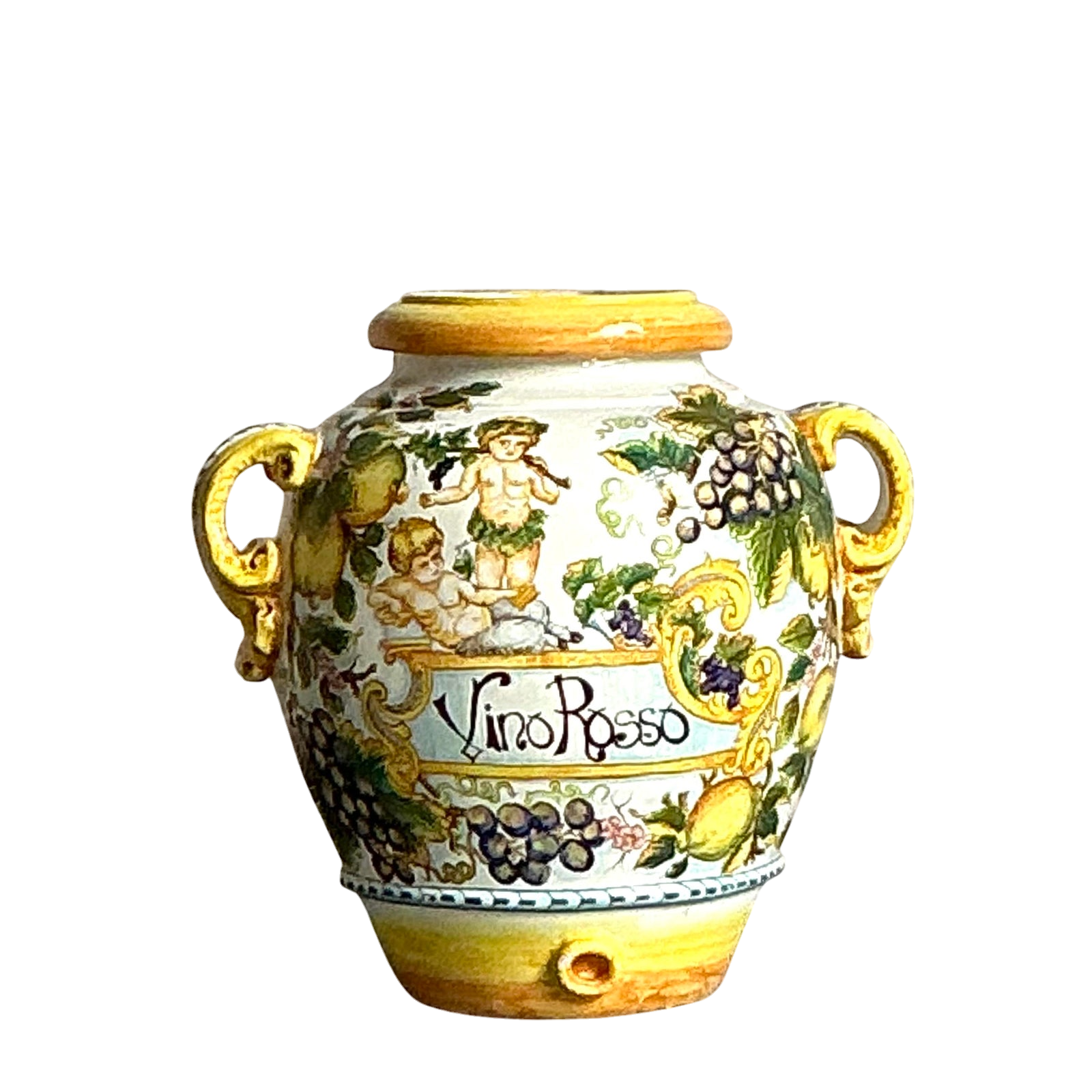 Vintage Italian Glazed Ceramic Lemon Urn - Detail view