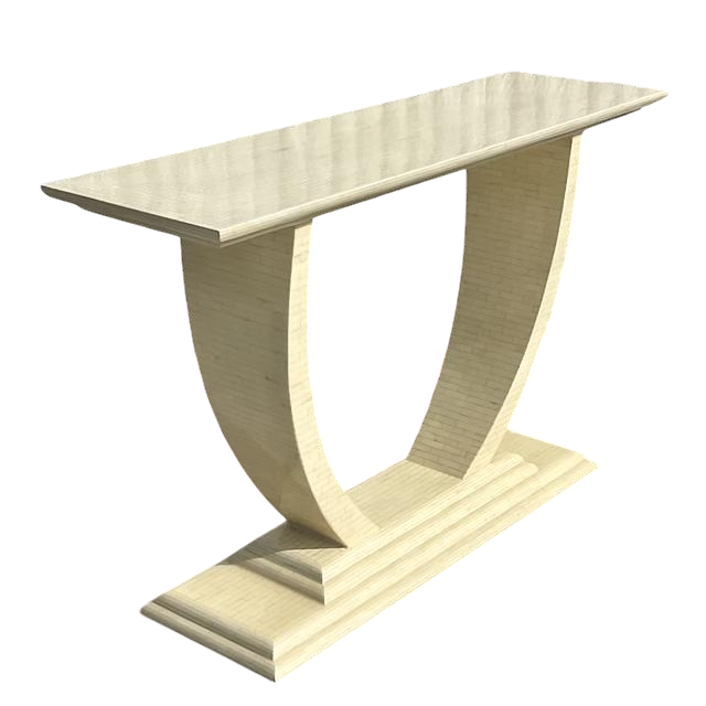 Vintage Boho Tessellated Bone Console Table - Detail view