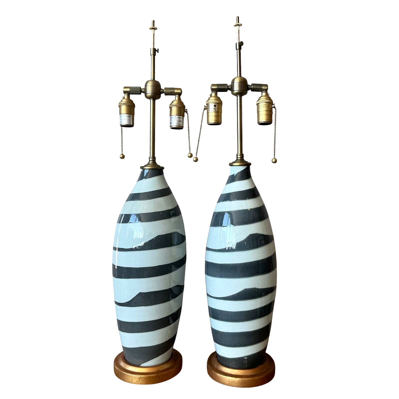 Vintage Regency Bunny Williams Glazed Ceramic Lamps - A Pair