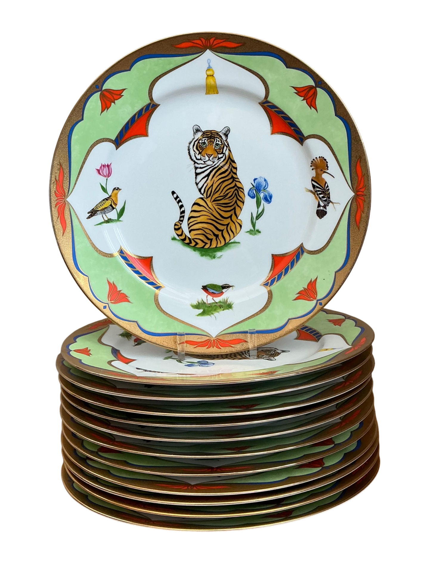 Vintage Lynn Chase “Tiger Raj” Dinner Plates - Set Of 12