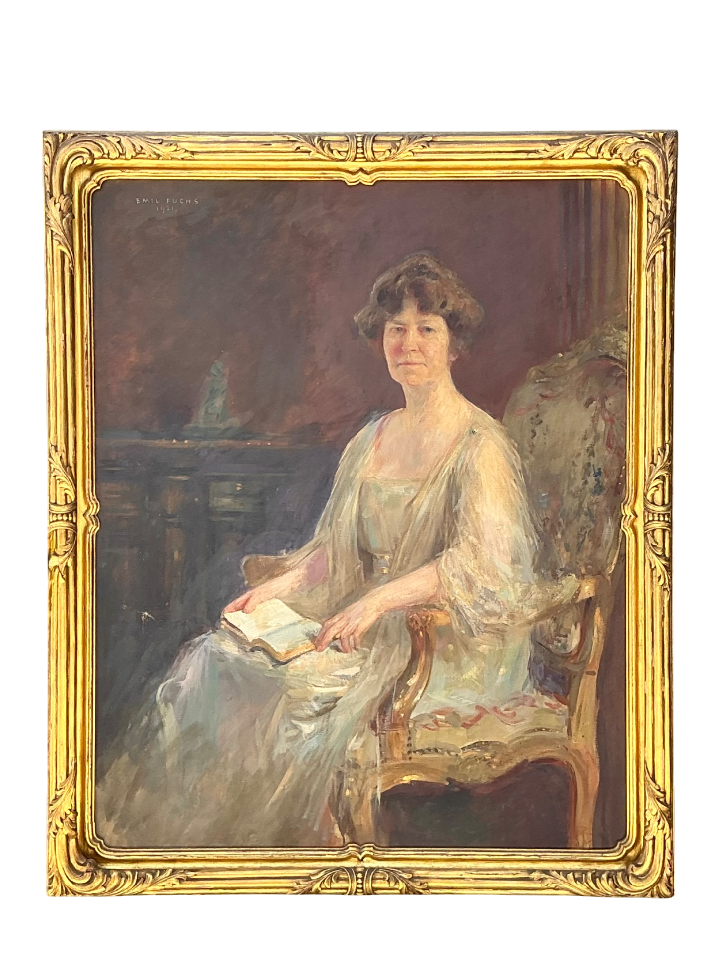 Vintage Emil Fuchs Woman's Portrait in Gilt Frame