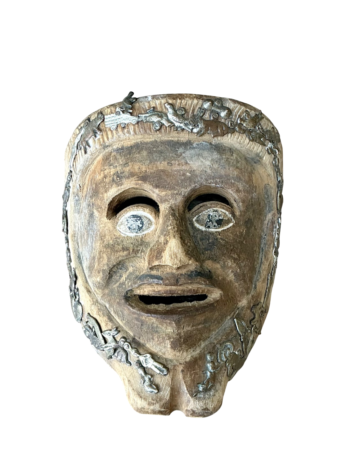 Vintage Tribal Sacred Charms Carved Wood Mask