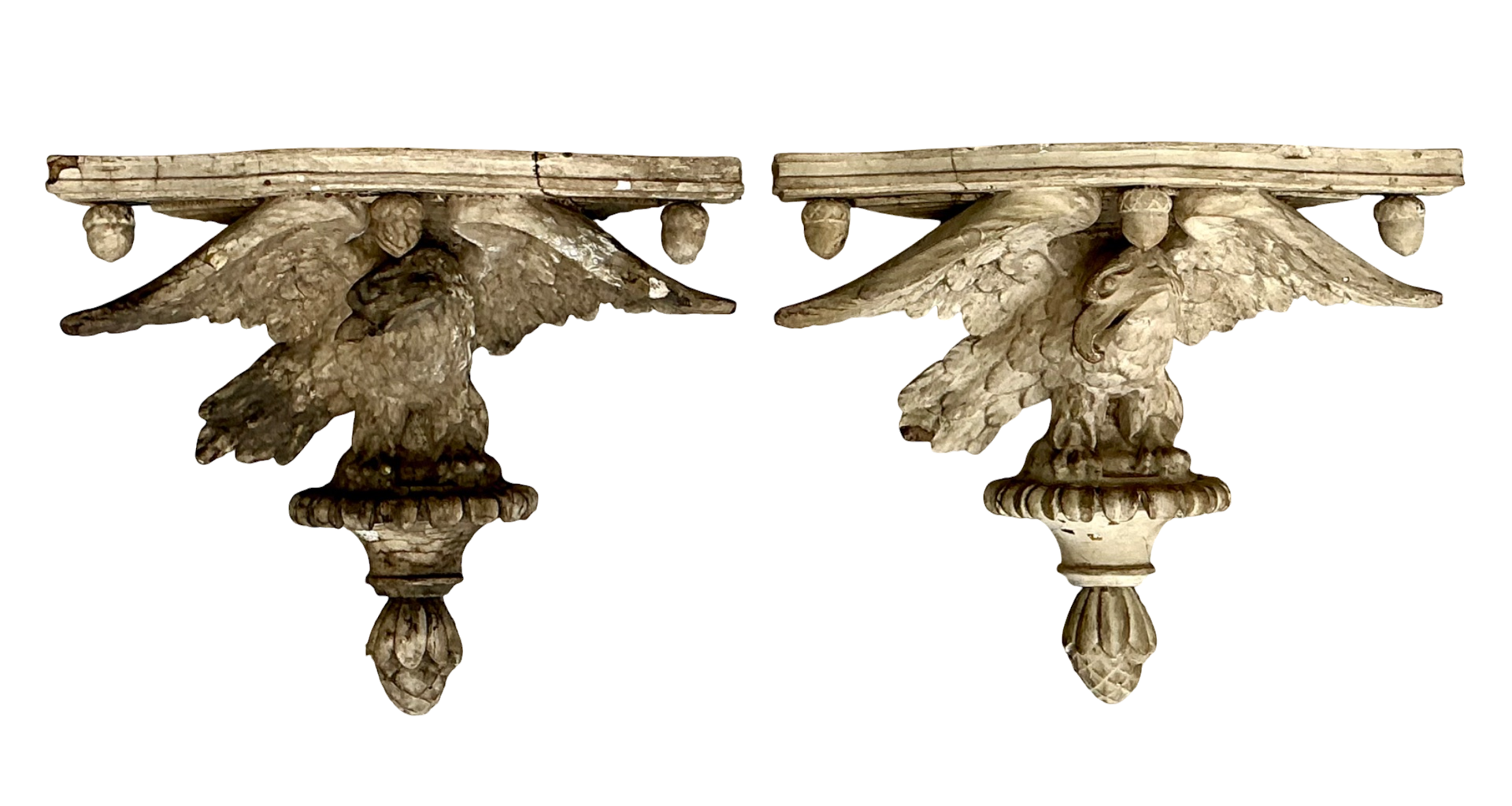 Vintage Hand Carved Eagle Brackets - A Pair