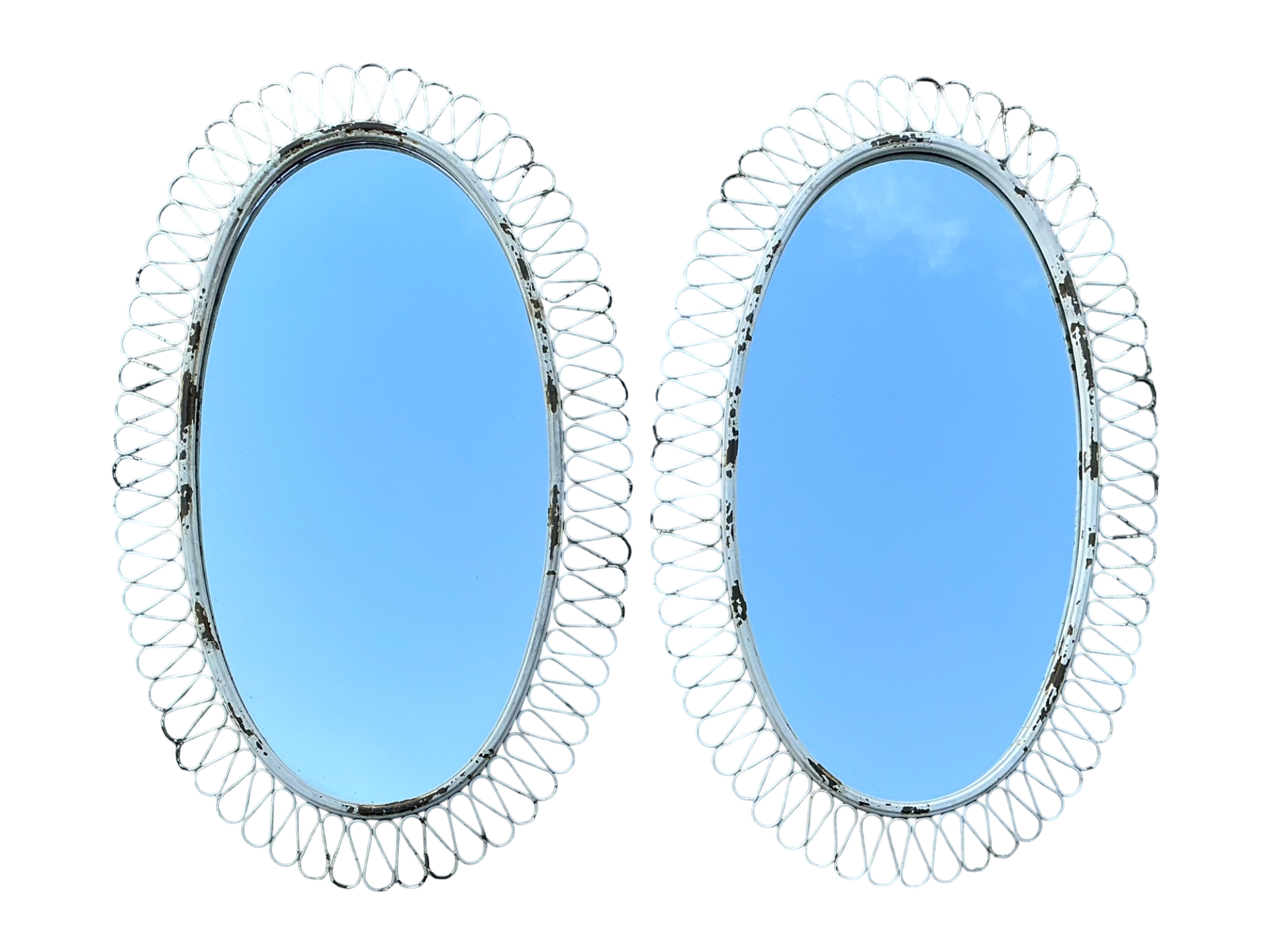 Vintage Salterini Loop Wrought Iron Mirrors - A Pair