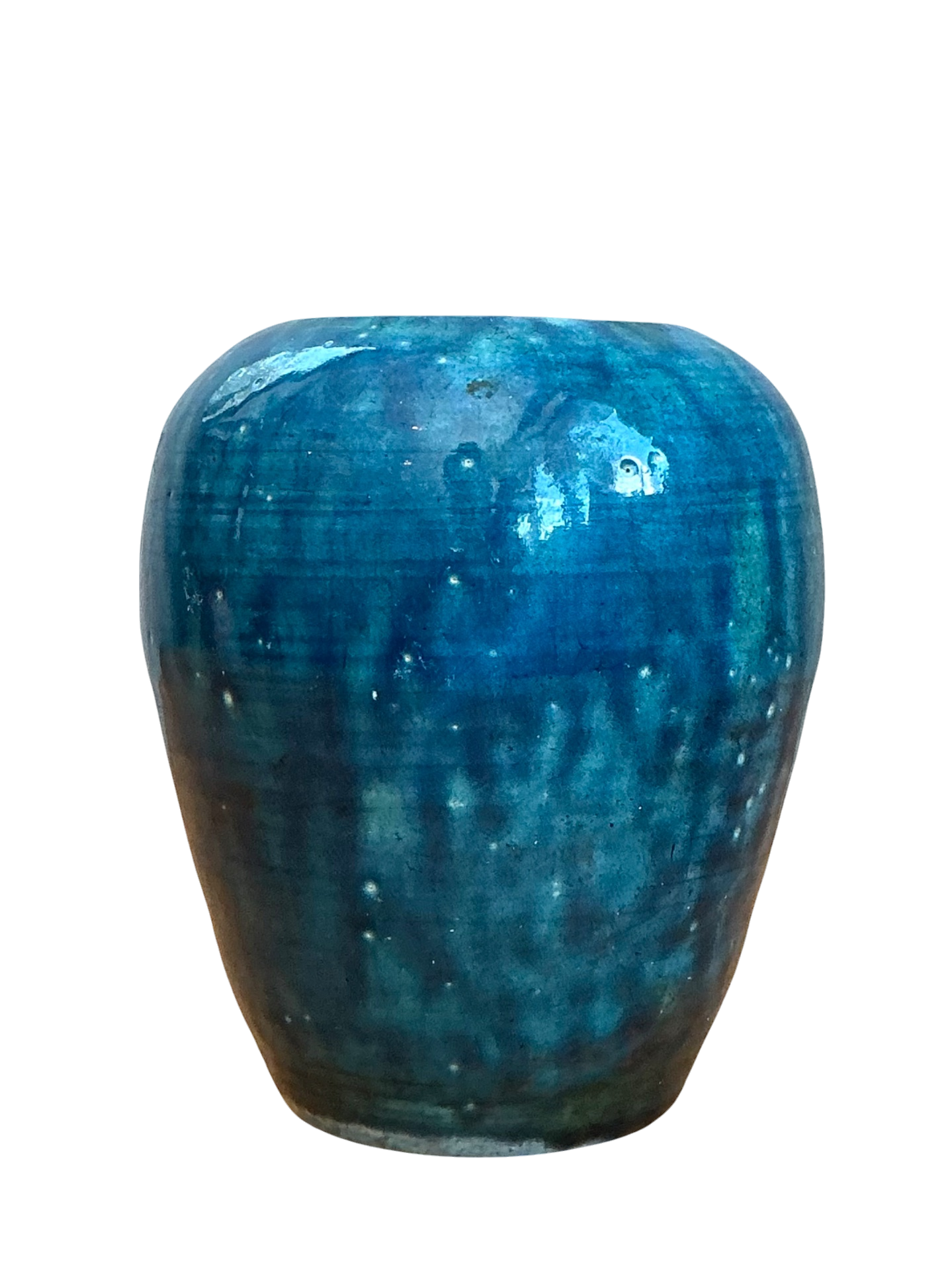 Vintage Blue Glazed Ceramic Vase