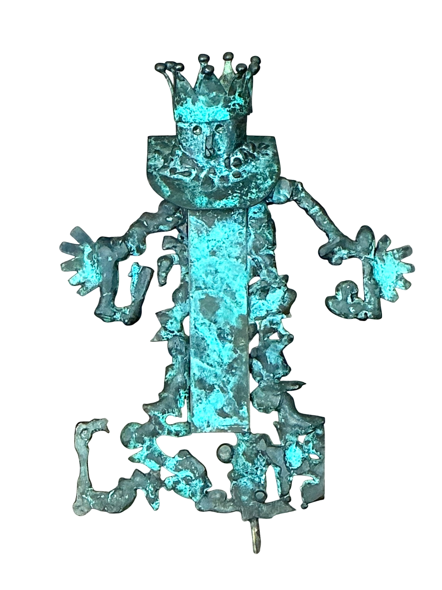 Vintage Patinated Metal King Sculpture