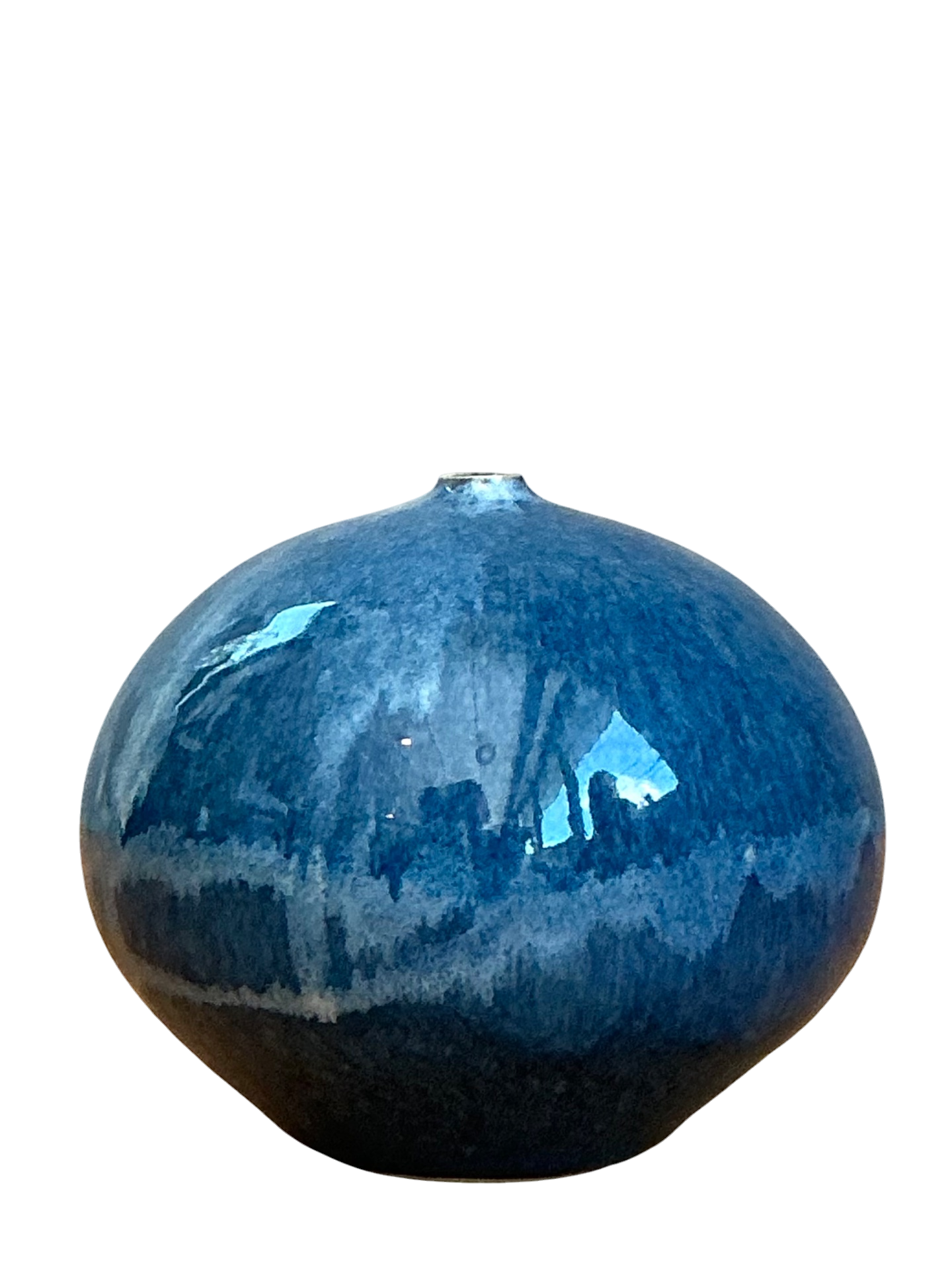 Vintage Blue Glazed Ceramic Vase