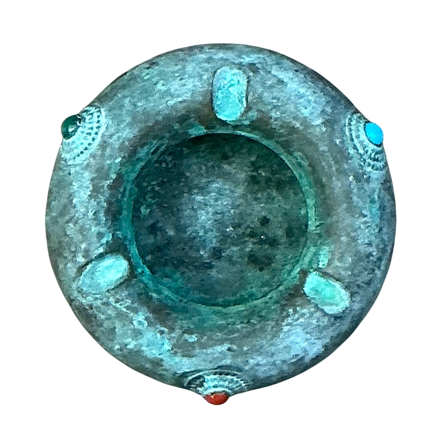 Vintage Turquoise and Coral Inlaid Ashtray