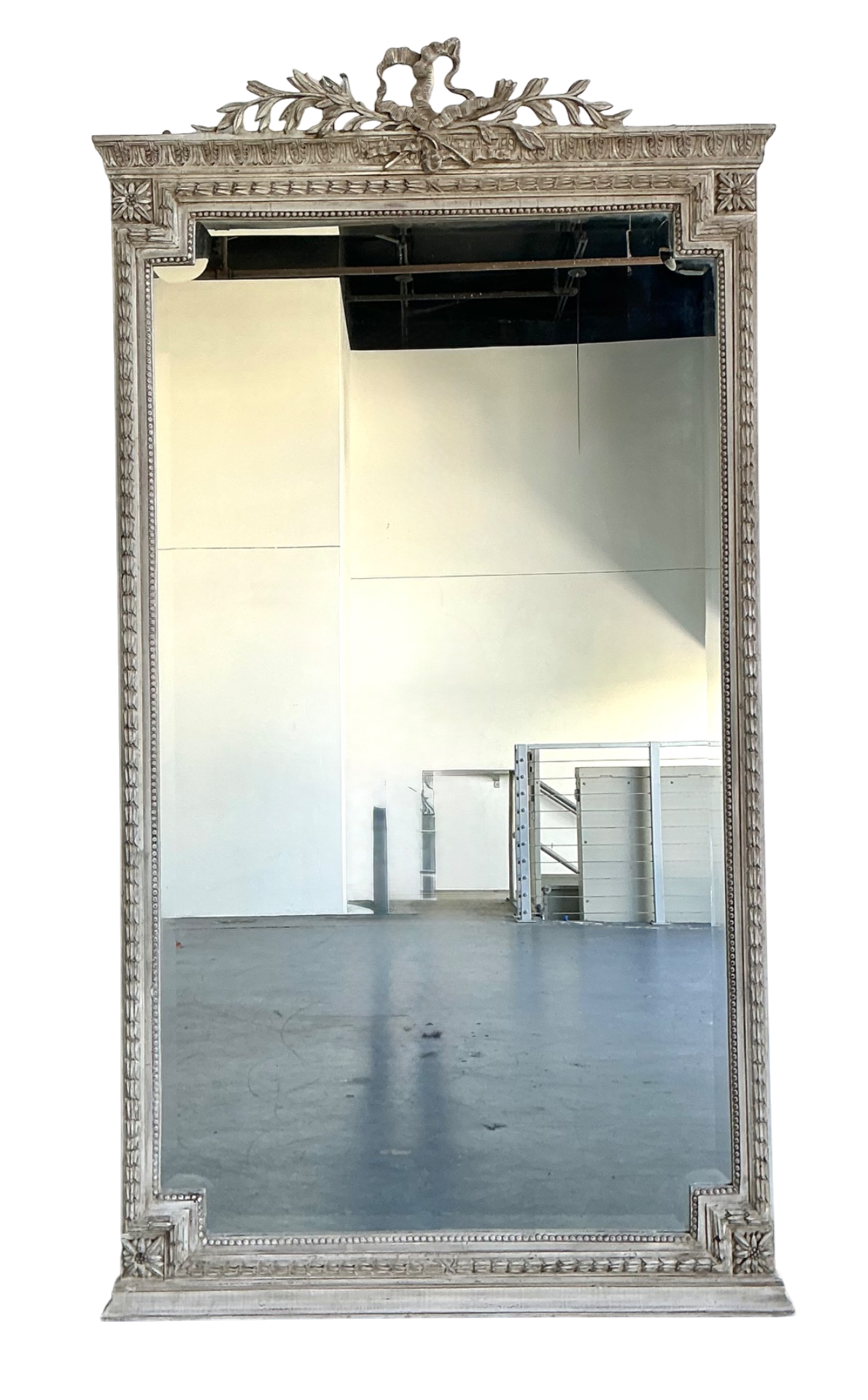 Vintage Monumental Carved Ribbon Floor Mirror