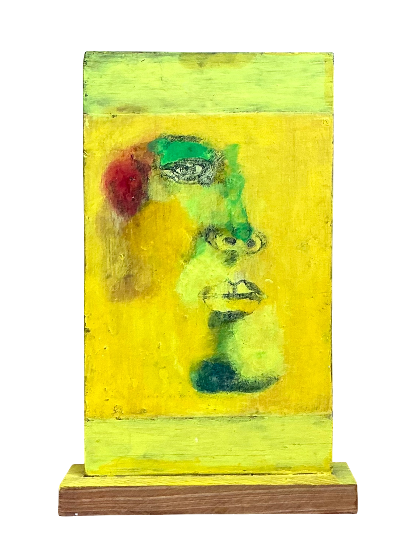 Vintage Abstract Double Sided Painted Portrait Wood Panel