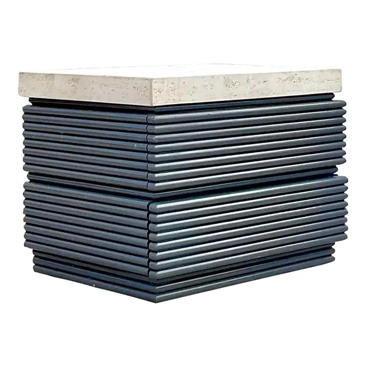 Stone Top Gray Lacquered Single Nightstand