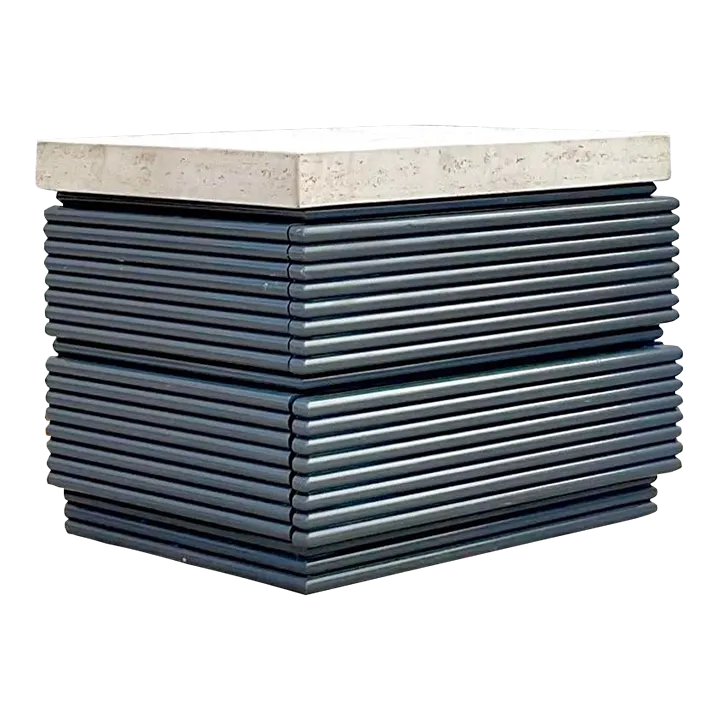 Stone Top Gray Lacquered Single Nightstand - Detail view