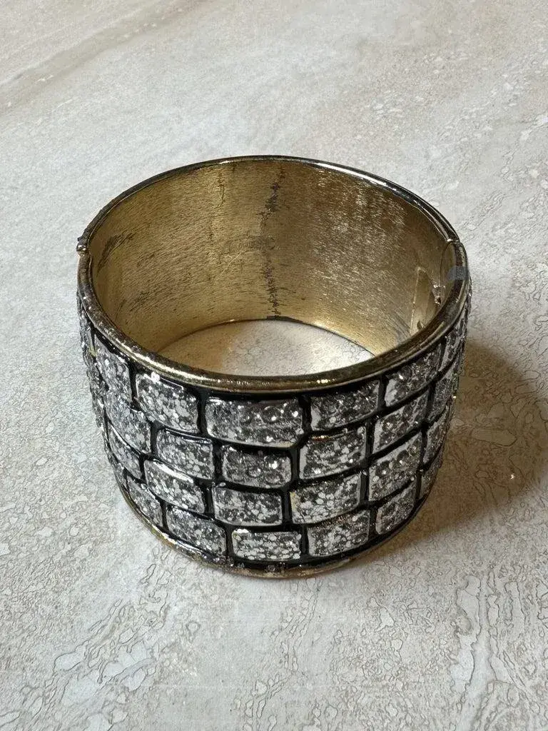 Valentino Golden Glitter Brick Cuff - Back view