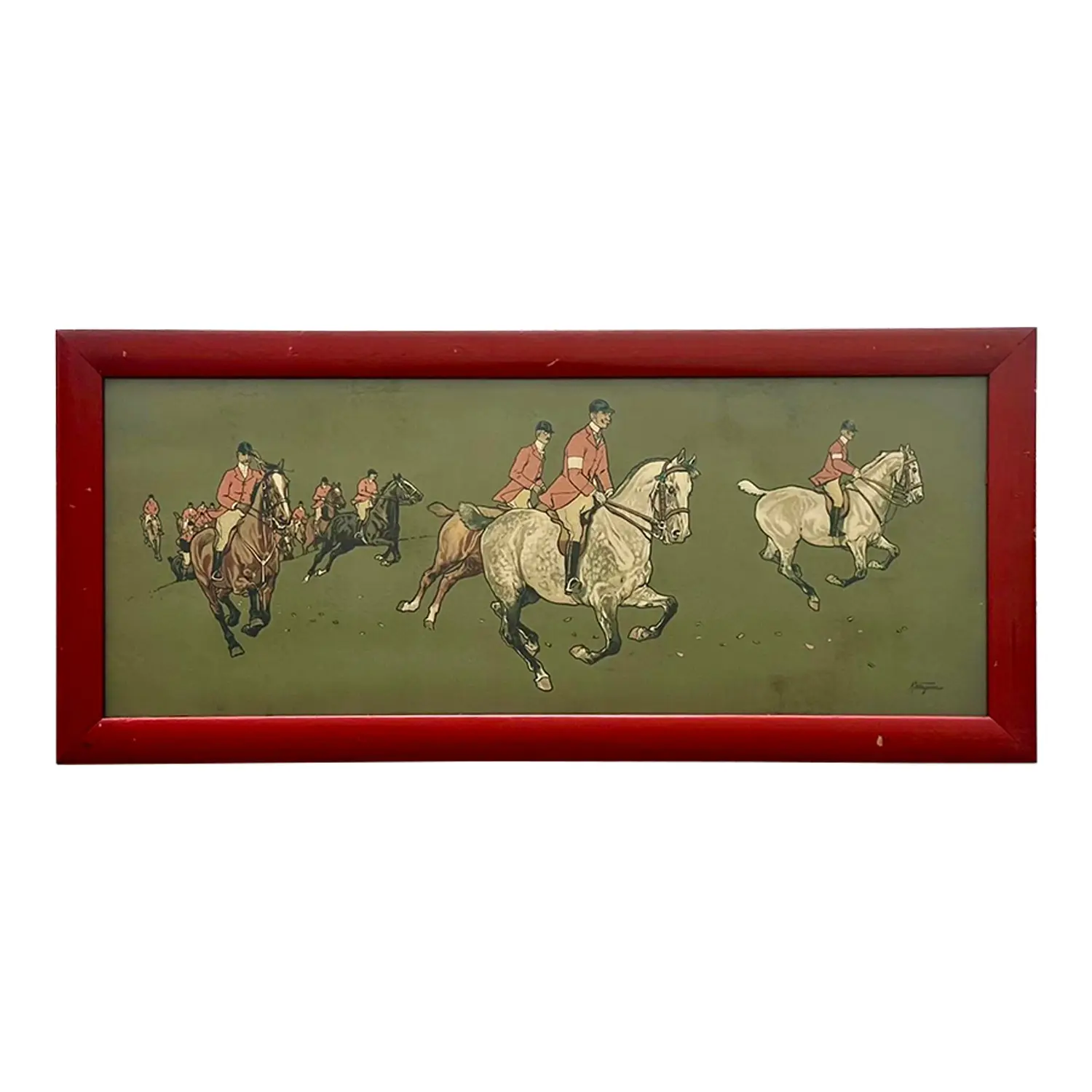 Vintage 1895 German Chomo Lithograph Polo Scene