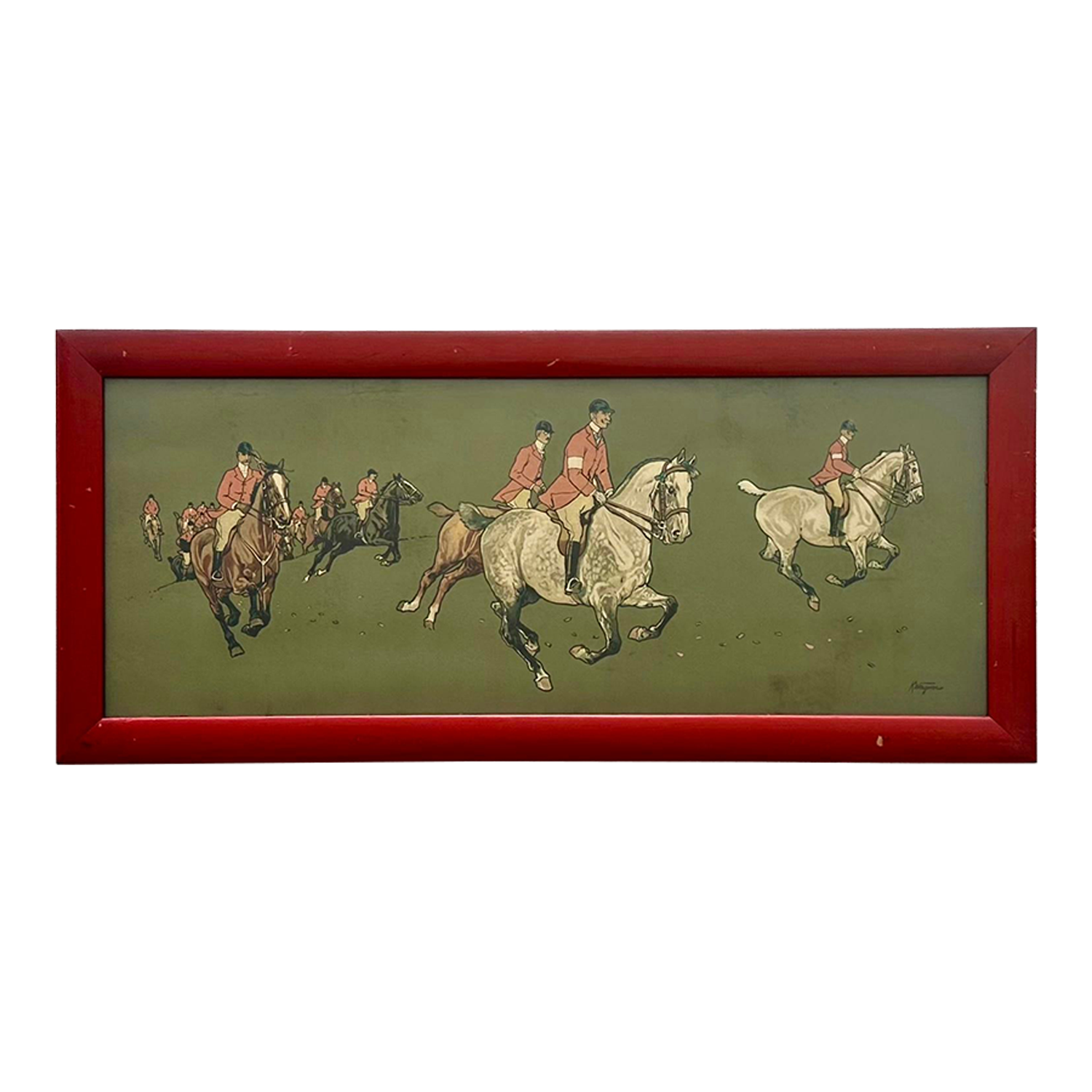 Vintage 1895 German Chomo Lithograph Polo Scene - Detail view